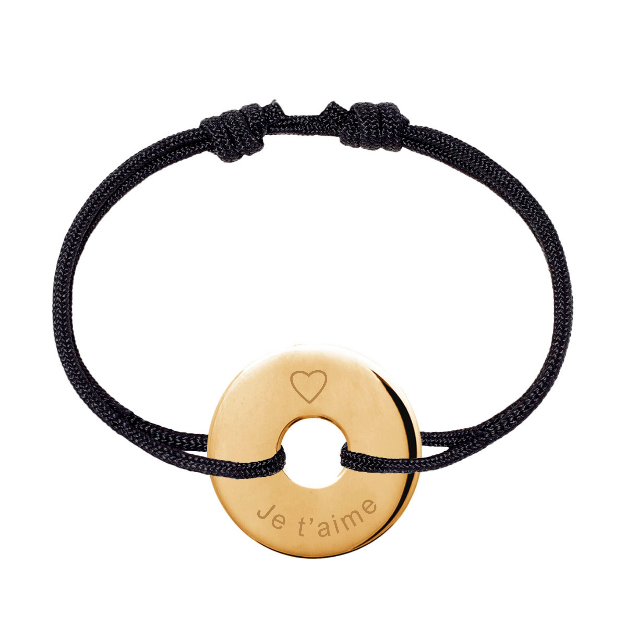 Bracelet Homme Personnalisé - Cordon et Cible - Plaqué Or 18K