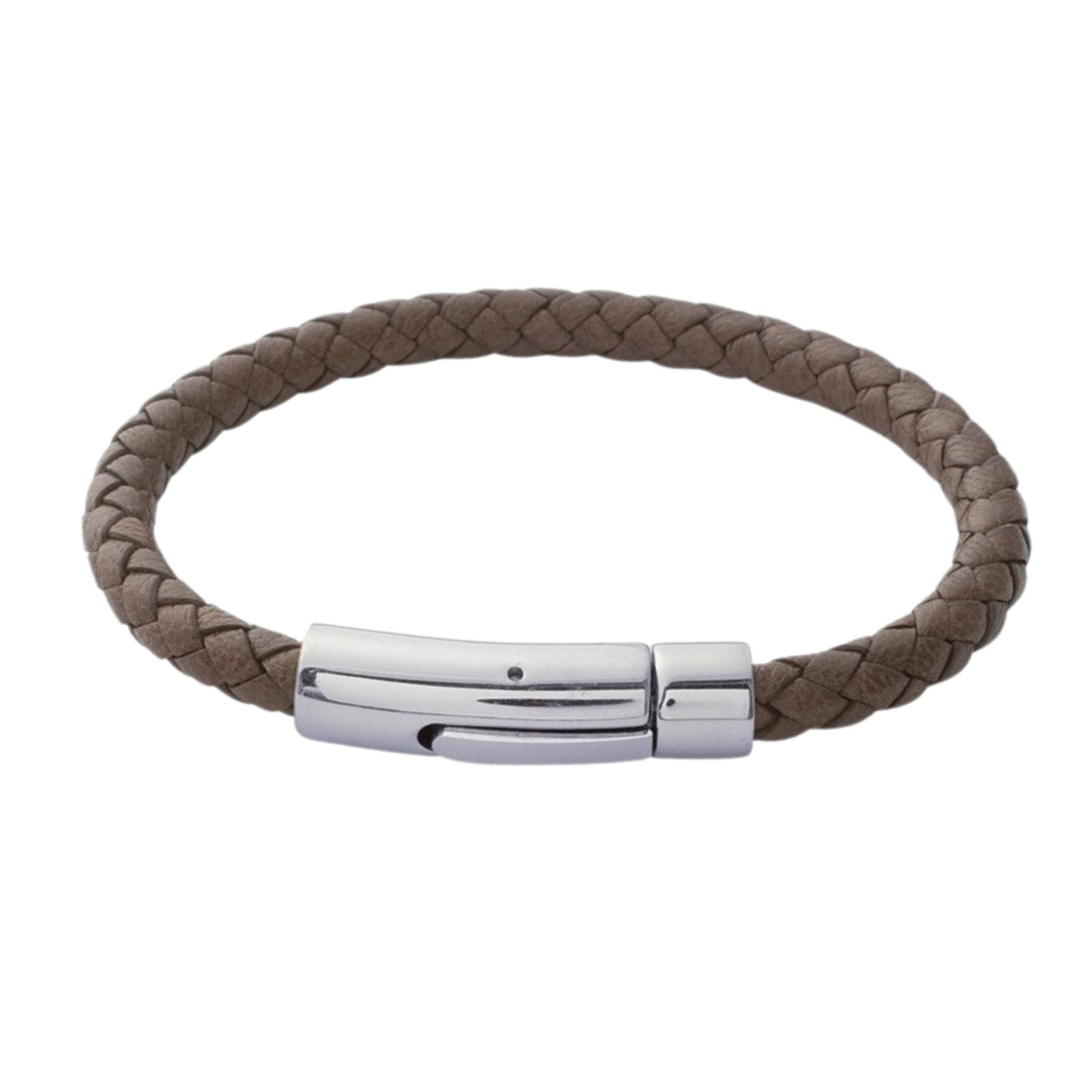Bracelet Homme Personnalisé - Cuir Tressé Rond - Acier
