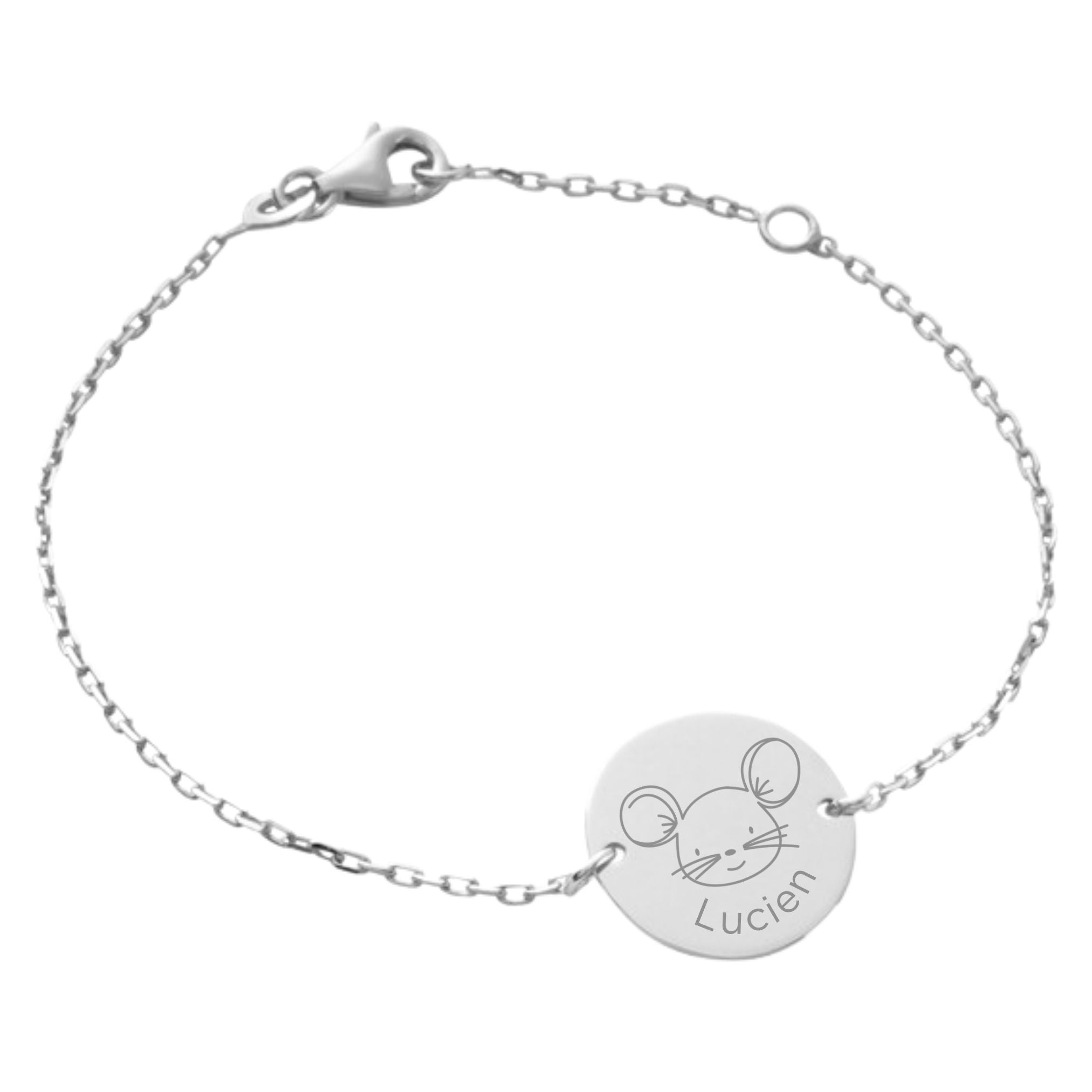 Bracelet Enfant Personnalisé - Chaîne, Médaille et Illustration - Argent 925