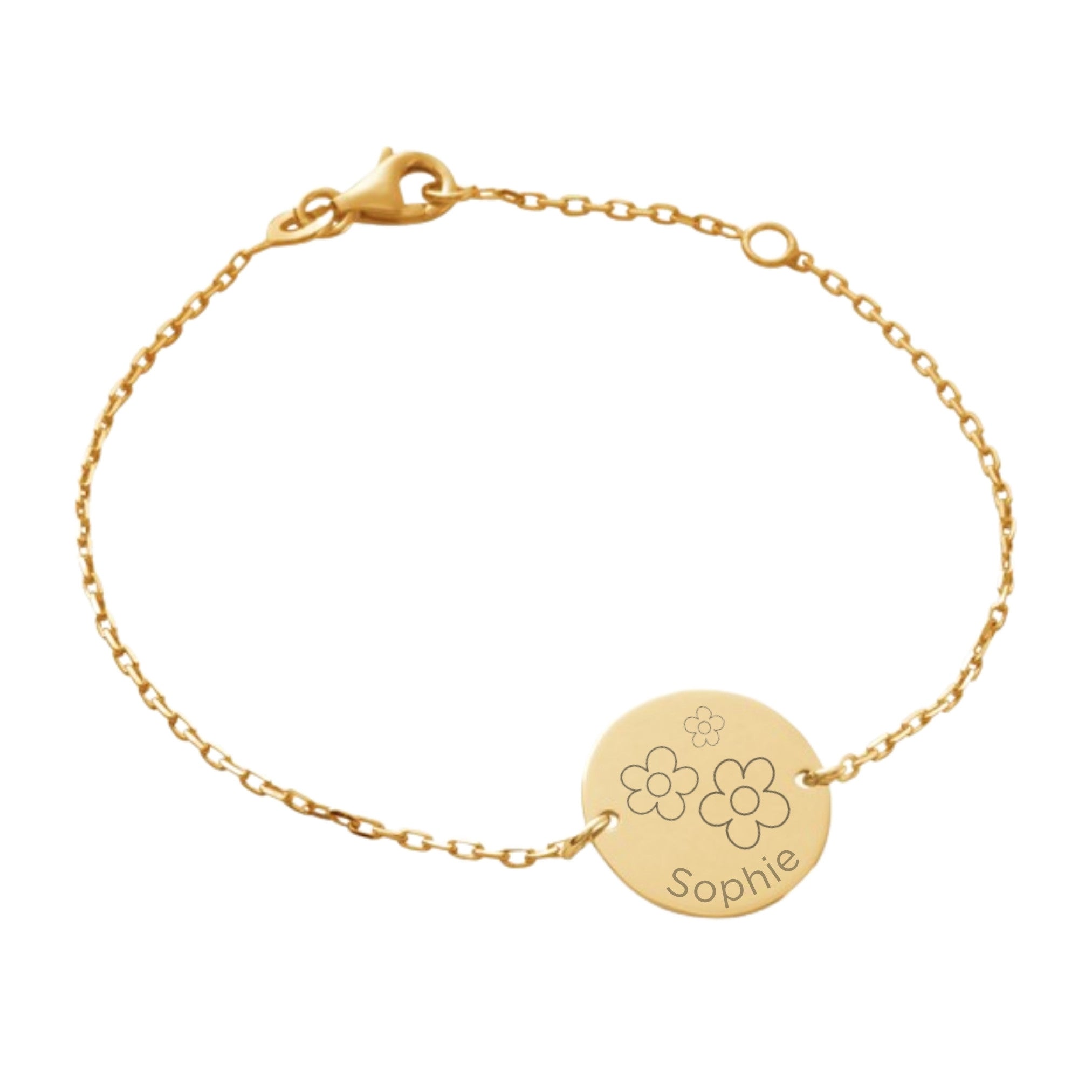 Bracelet Enfant Personnalisé - Chaîne, Médaille et Illustration - Plaqué Or 18K