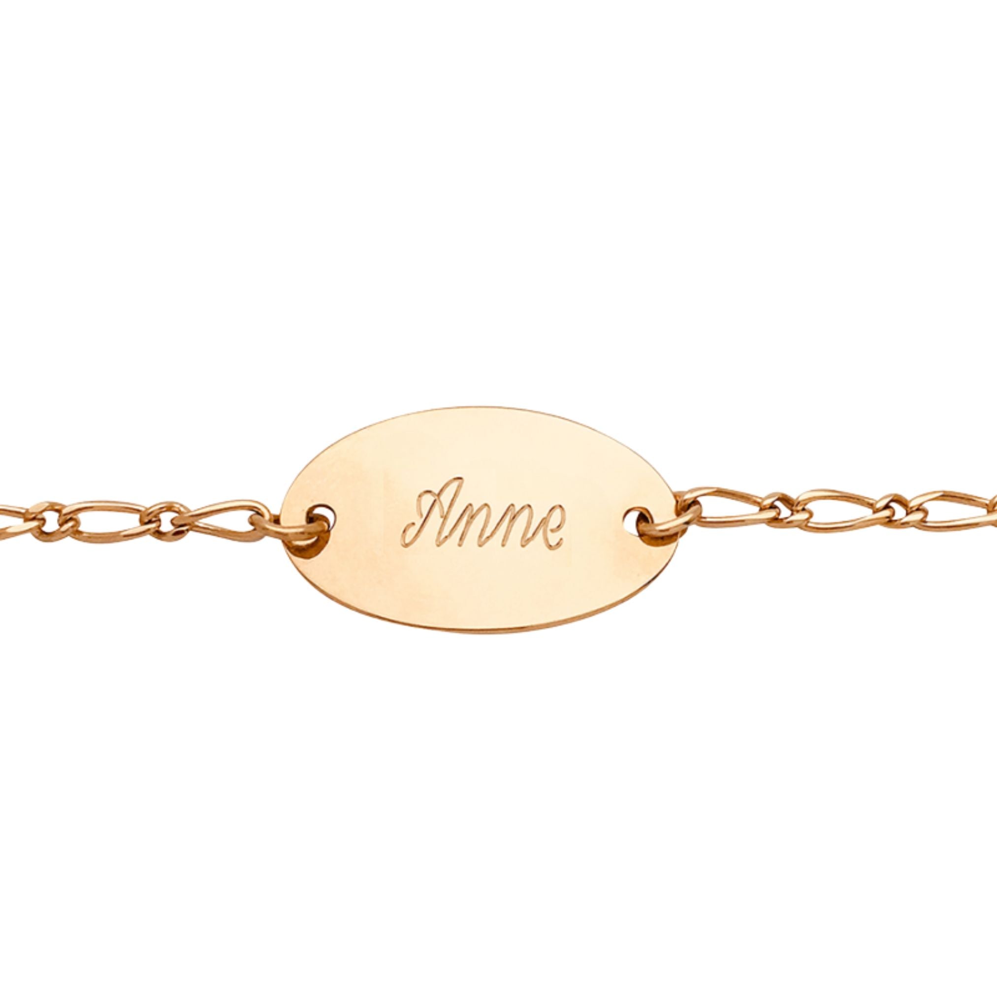 Bracelet Enfant Personnalisé – Chaîne, Gourmette Ovale - Plaqué Or 18K