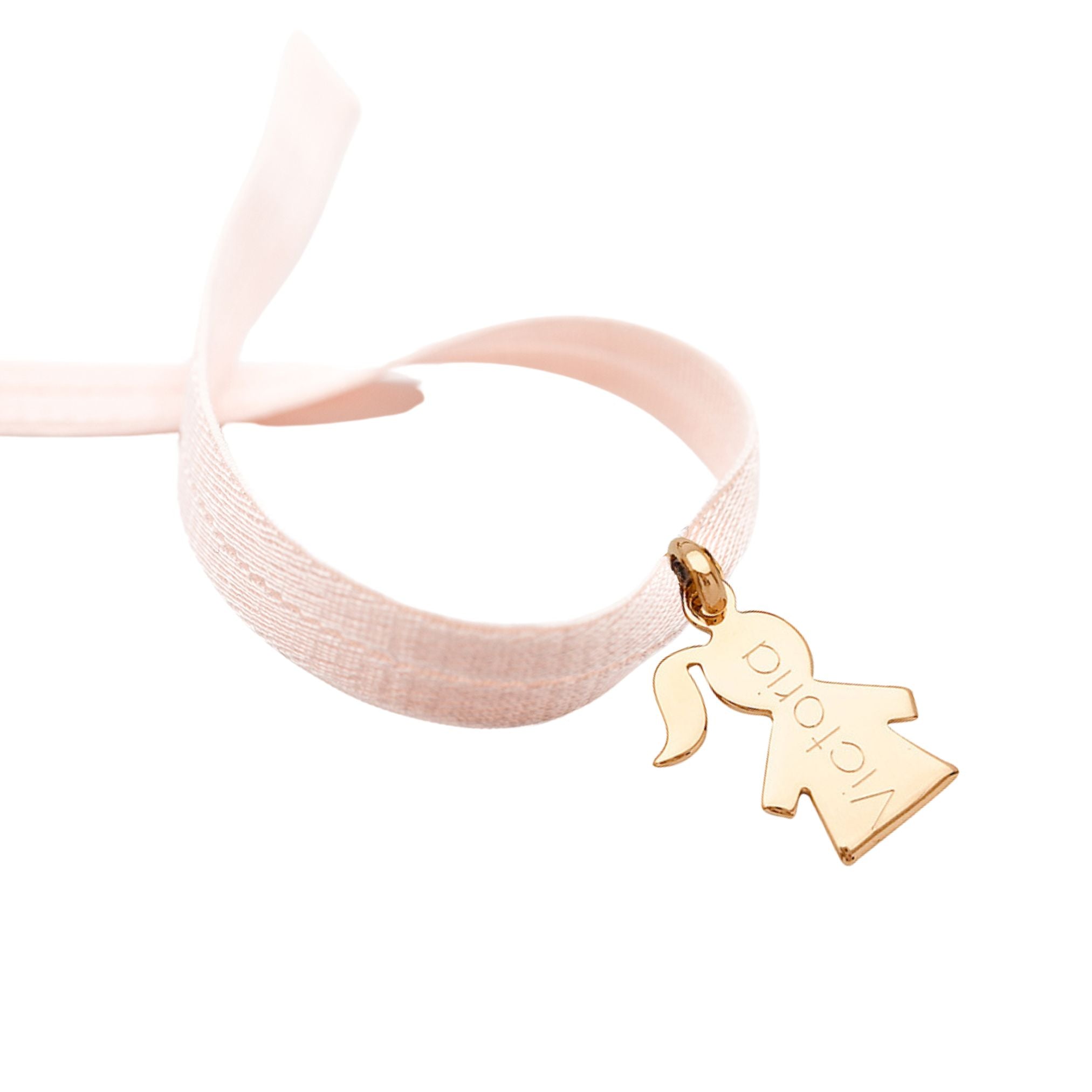 Bracelet Enfant Personnalisé - Cordon Élastique & Petite Fille - Plaqué Or 18K