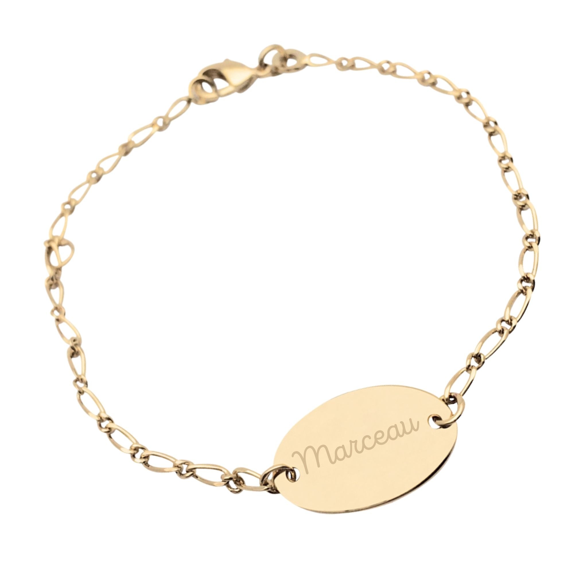 Bracelet Enfant Personnalisé – Chaîne, Gourmette Ovale - Plaqué Or 18K