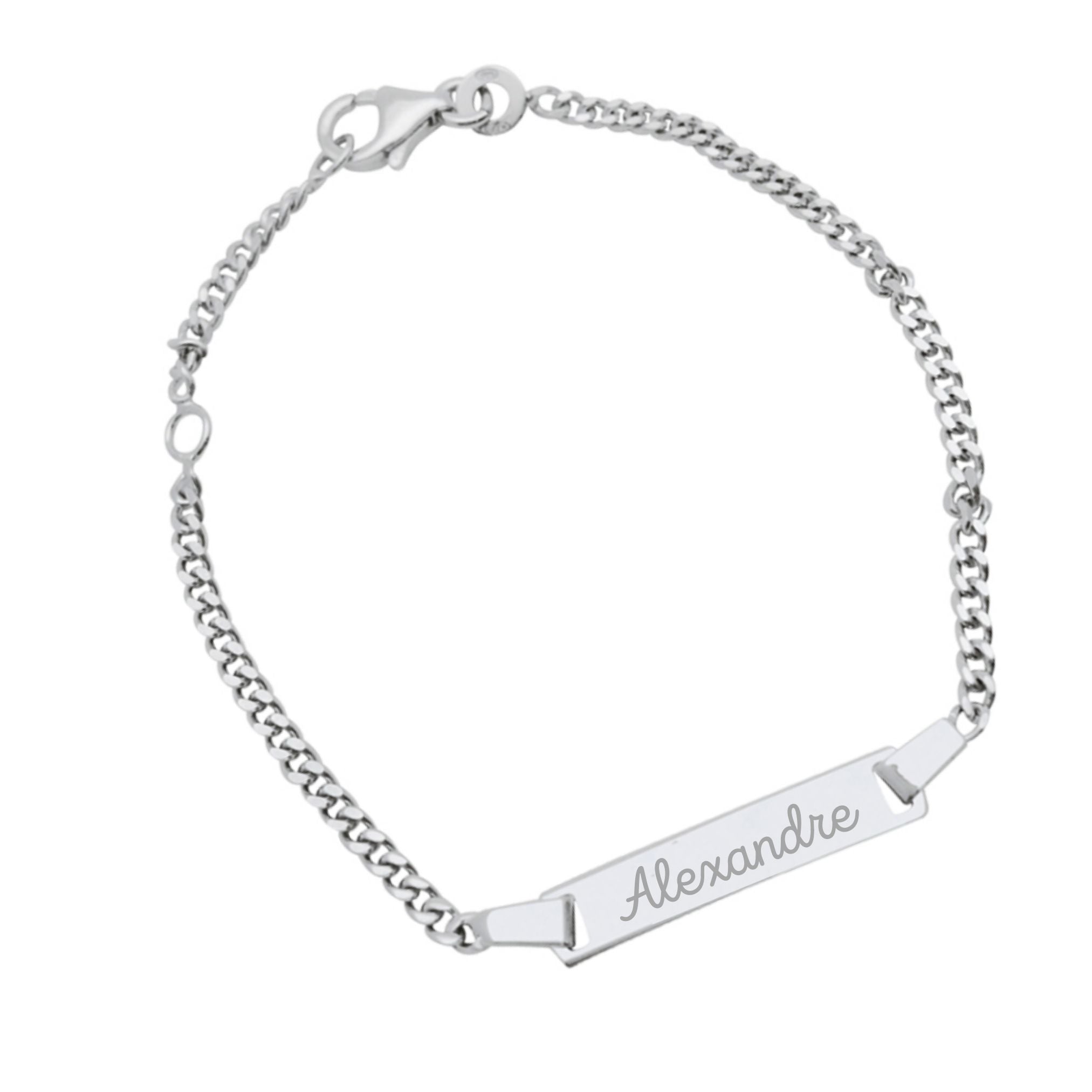 Bracelet Enfant Personnalisé – Chaîne, Gourmette Rectangulaire - Argent 925