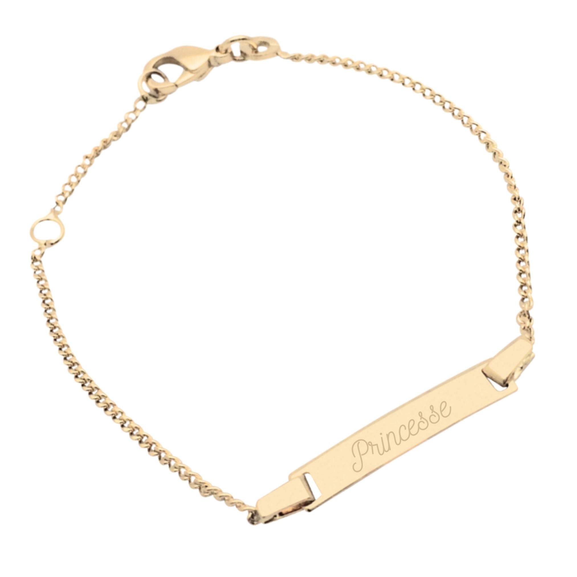 Bracelet Enfant Personnalisé – Chaîne, Gourmette Rectangulaire - Plaqué Or 18K