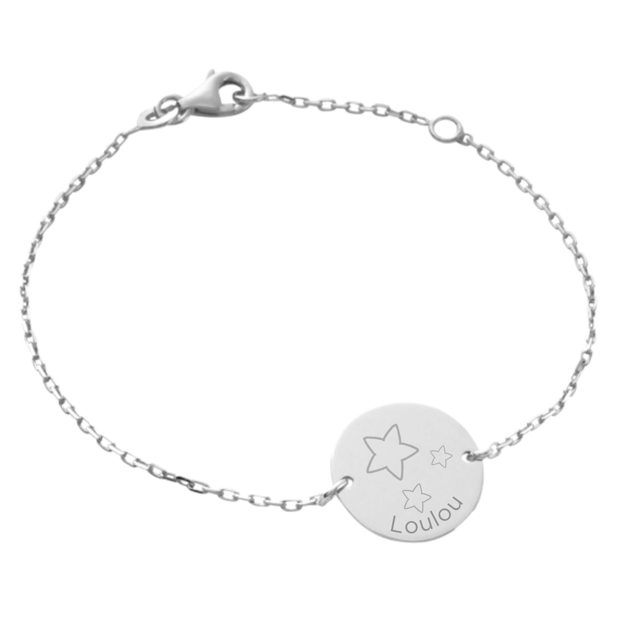 Bracelet Enfant Personnalisé - Chaîne, Médaille et Illustration - Argent 925