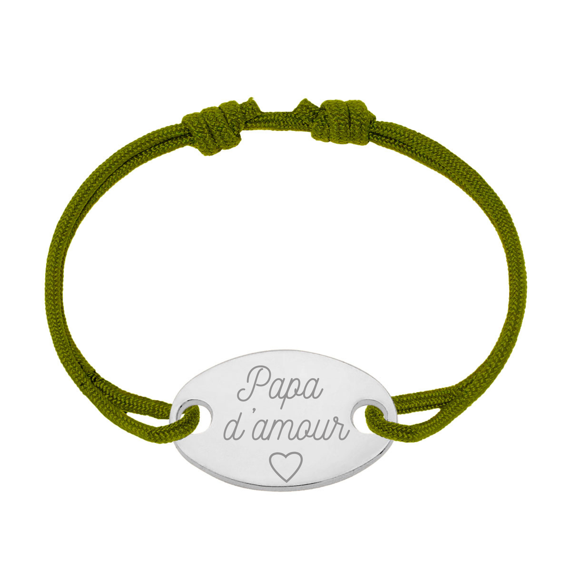 Bracelet Homme Personnalisé - Cordon et Médaille Ovale - Argent 925