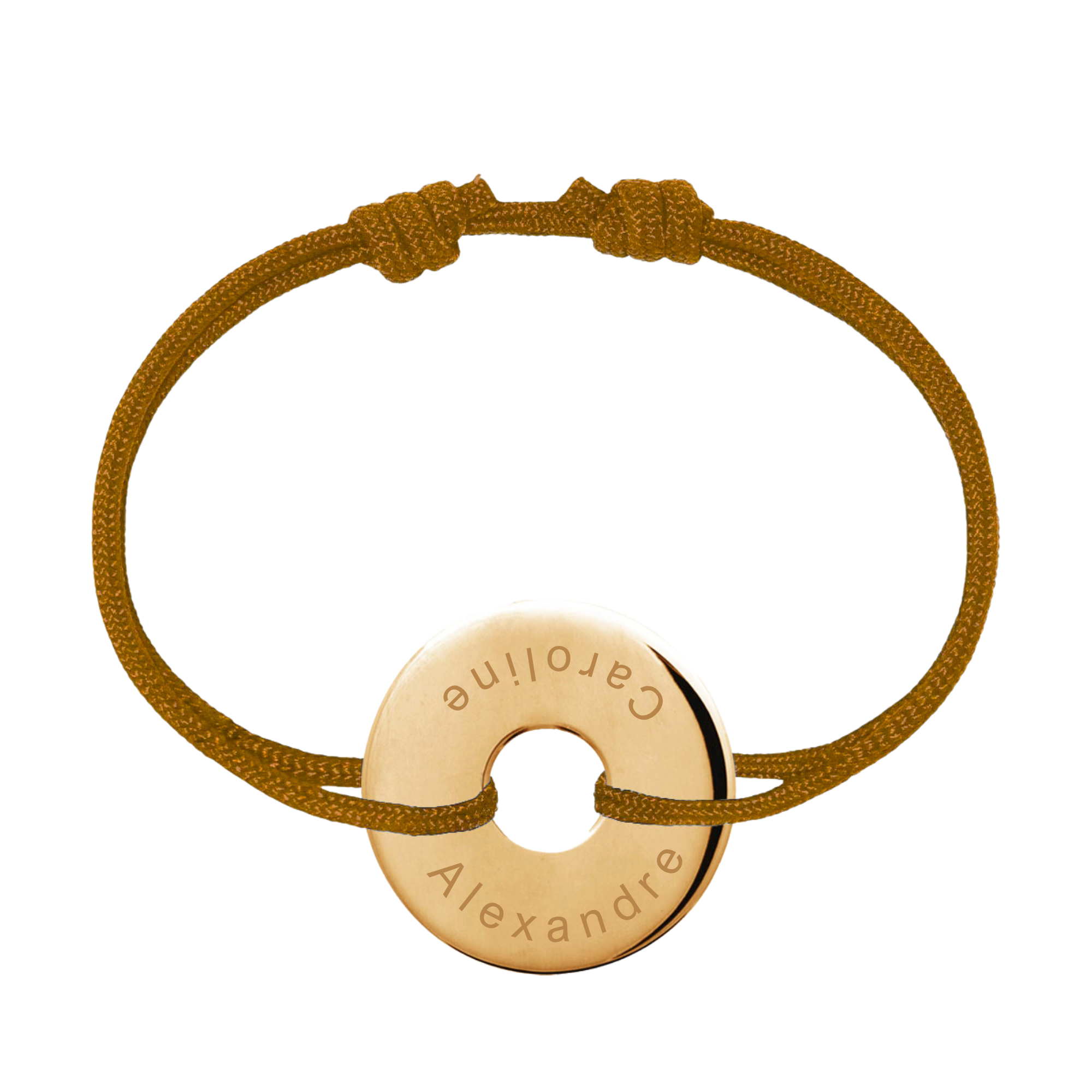 Bracelet Homme Personnalisé - Cordon et Cible - Plaqué Or 18K