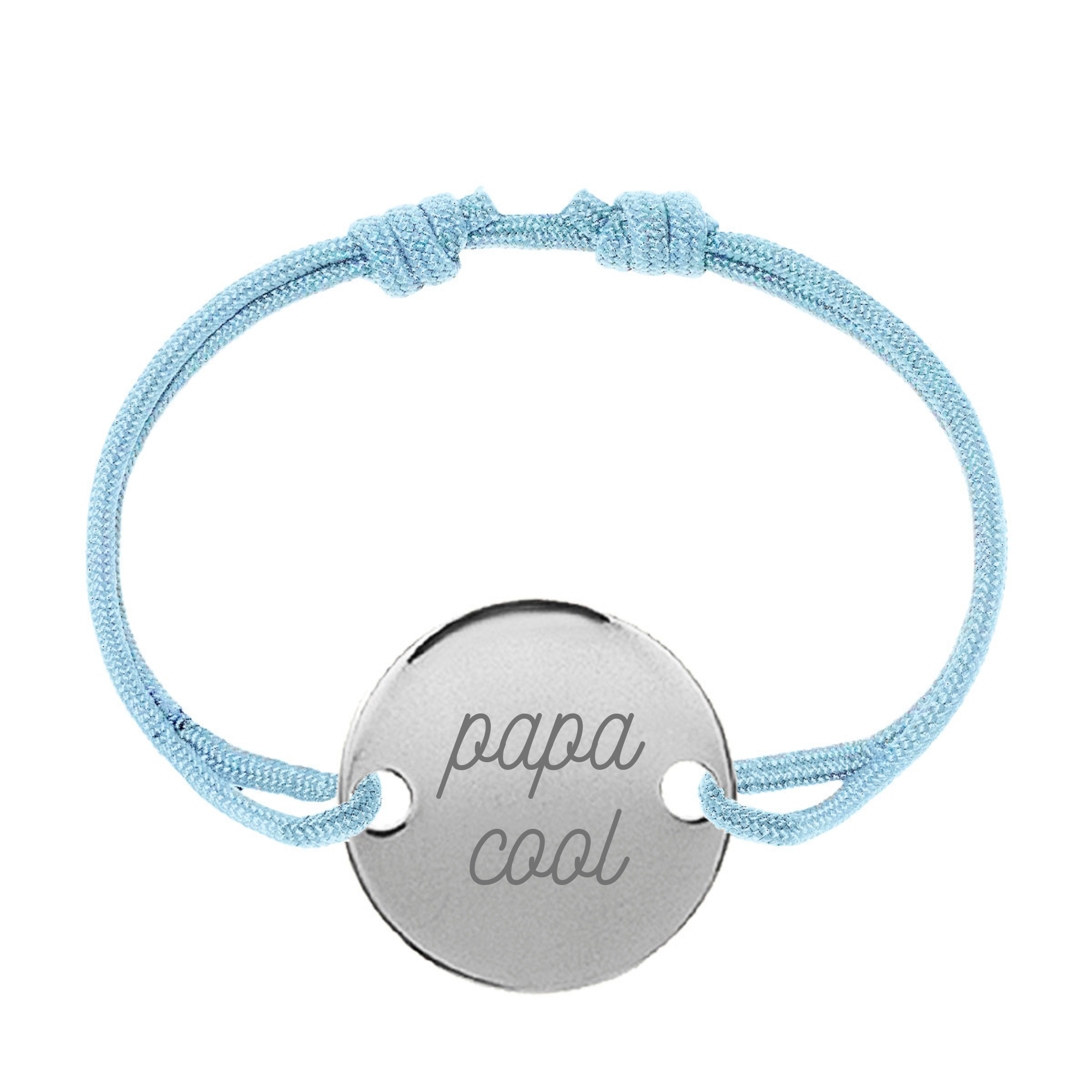 Bracelet Homme Personnalisé - Cordon et Pastille - Argent 925