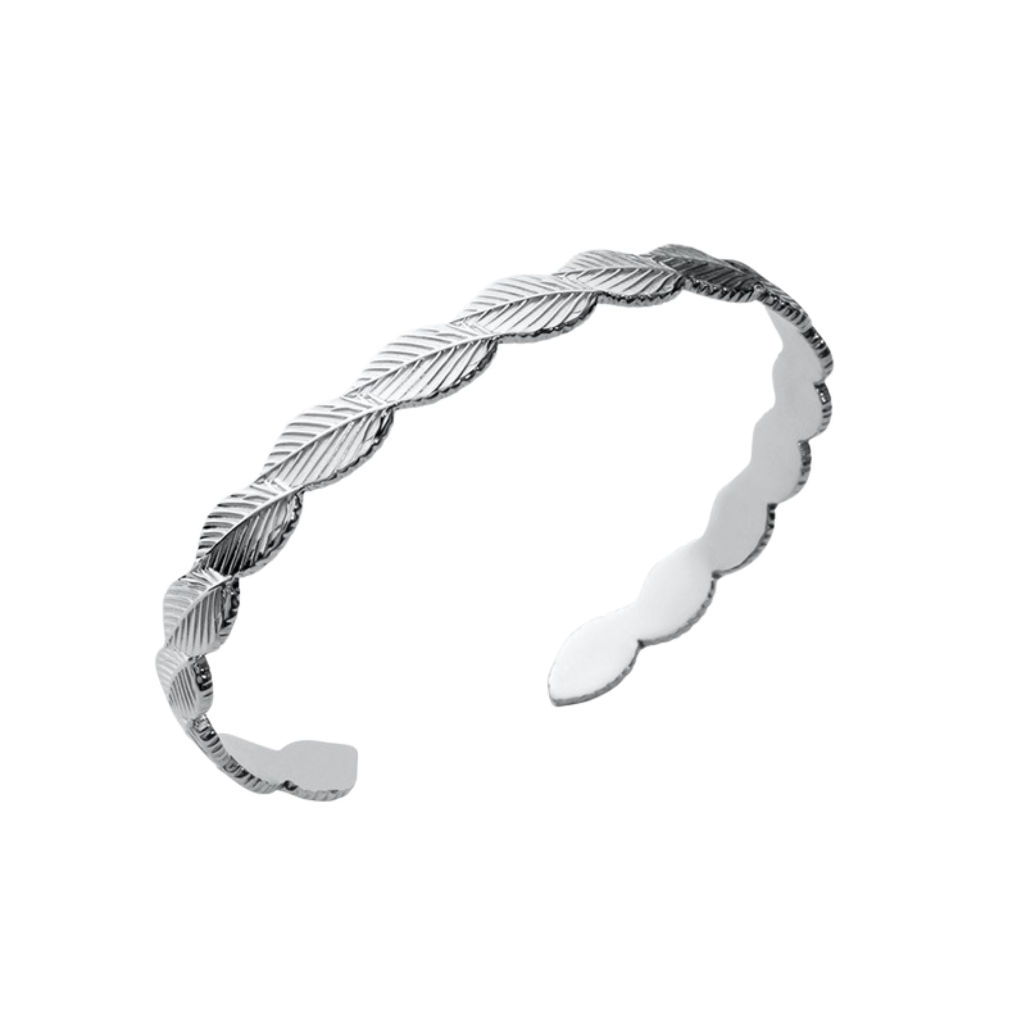 Bracelet Personnalisé - Jonc Feuilles - Argent 925