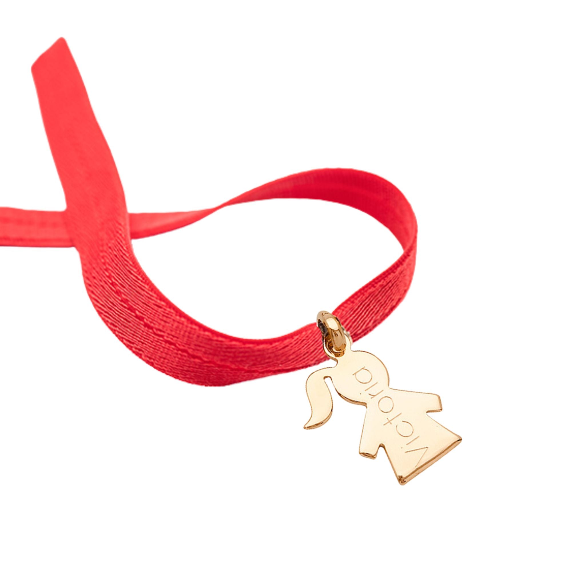 Bracelet Enfant Personnalisé - Cordon Élastique & Petite Fille - Plaqué Or 18K