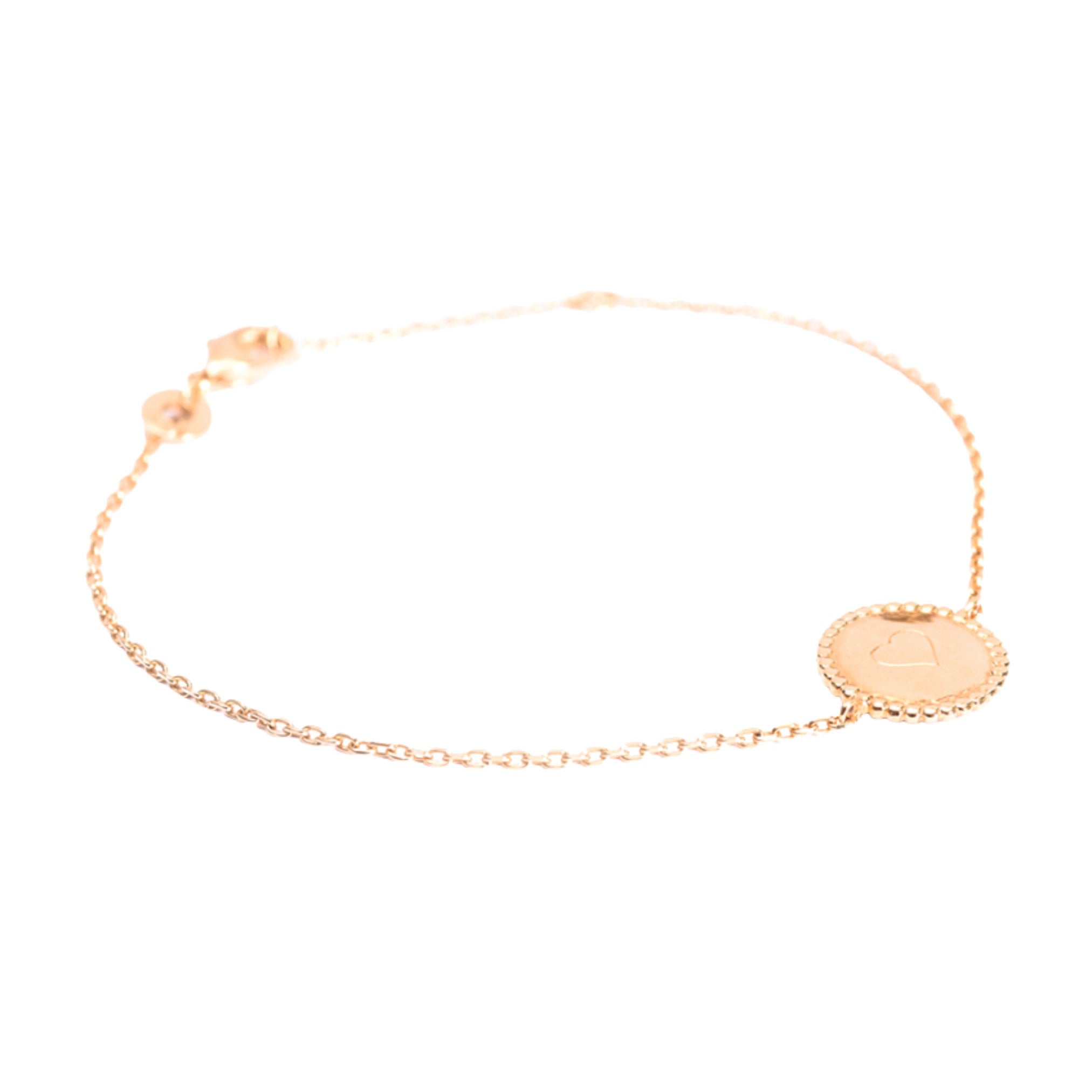 Bracelet Personnalisé Femme - Chaîne et Médaille Perlée - Plaqué Or 18K