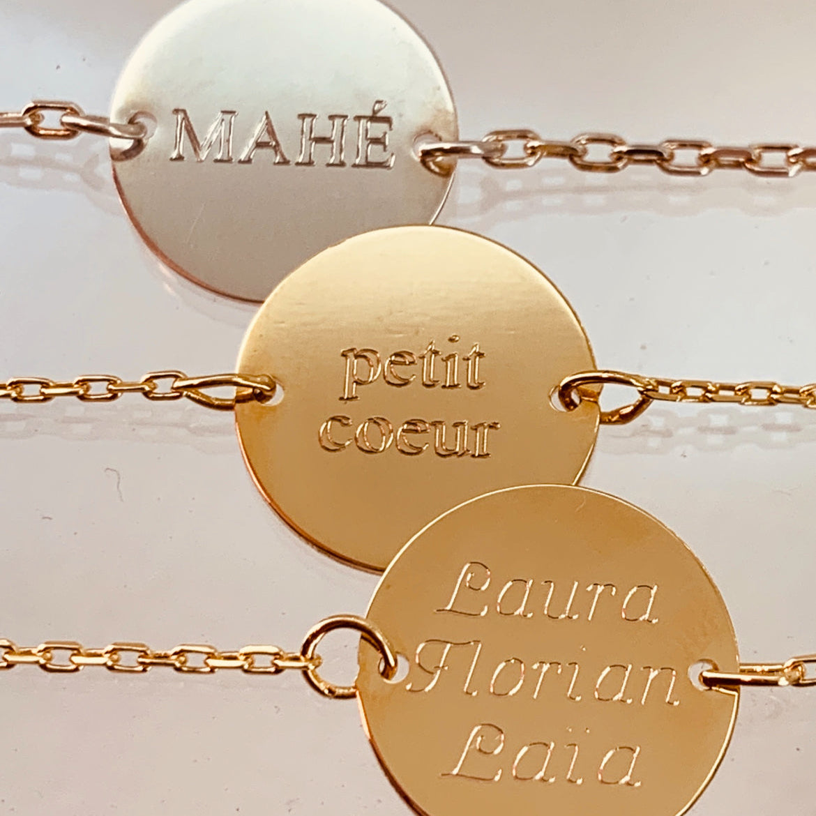 Bracelet Personnalisé Femme - Chaîne et Médaille 15 mm 2 trous - Argent 925