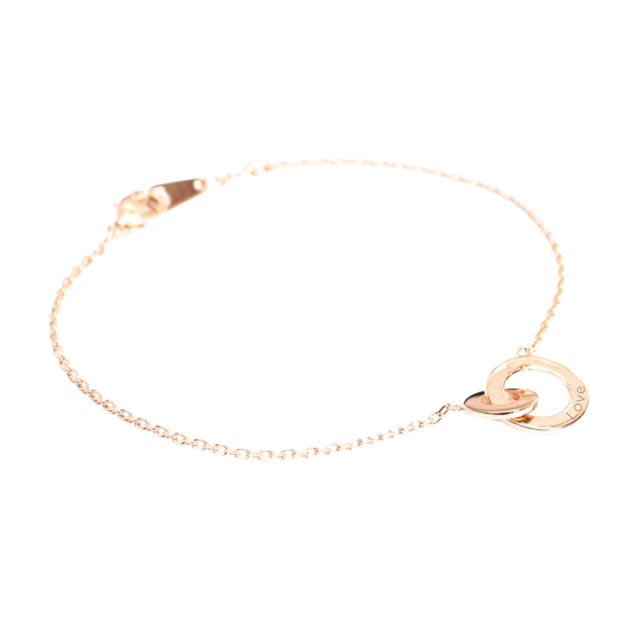 Bracelet Personnalisé Femme - Chaîne et Anneaux Entrelacés - Plaqué Or 18K