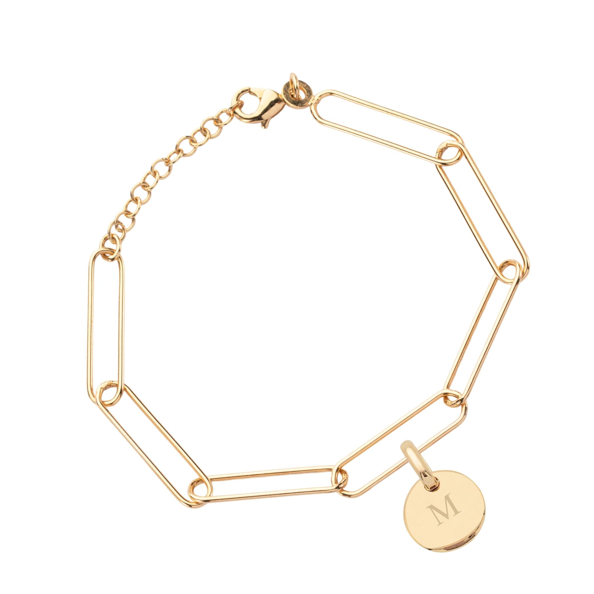Bracelet Personnalisé Femme - Chaîne Grandes Mailles et Médaille - Plaqué Or 18K