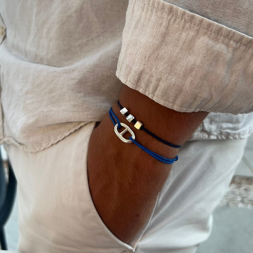 Bracelet Homme Personnalisé - Cordon, Maille Marine - Argent 925