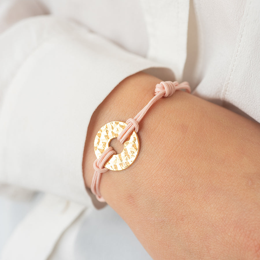 Bracelet Personnalisé Femme - Cible Martelée - Plaqué Or 18K