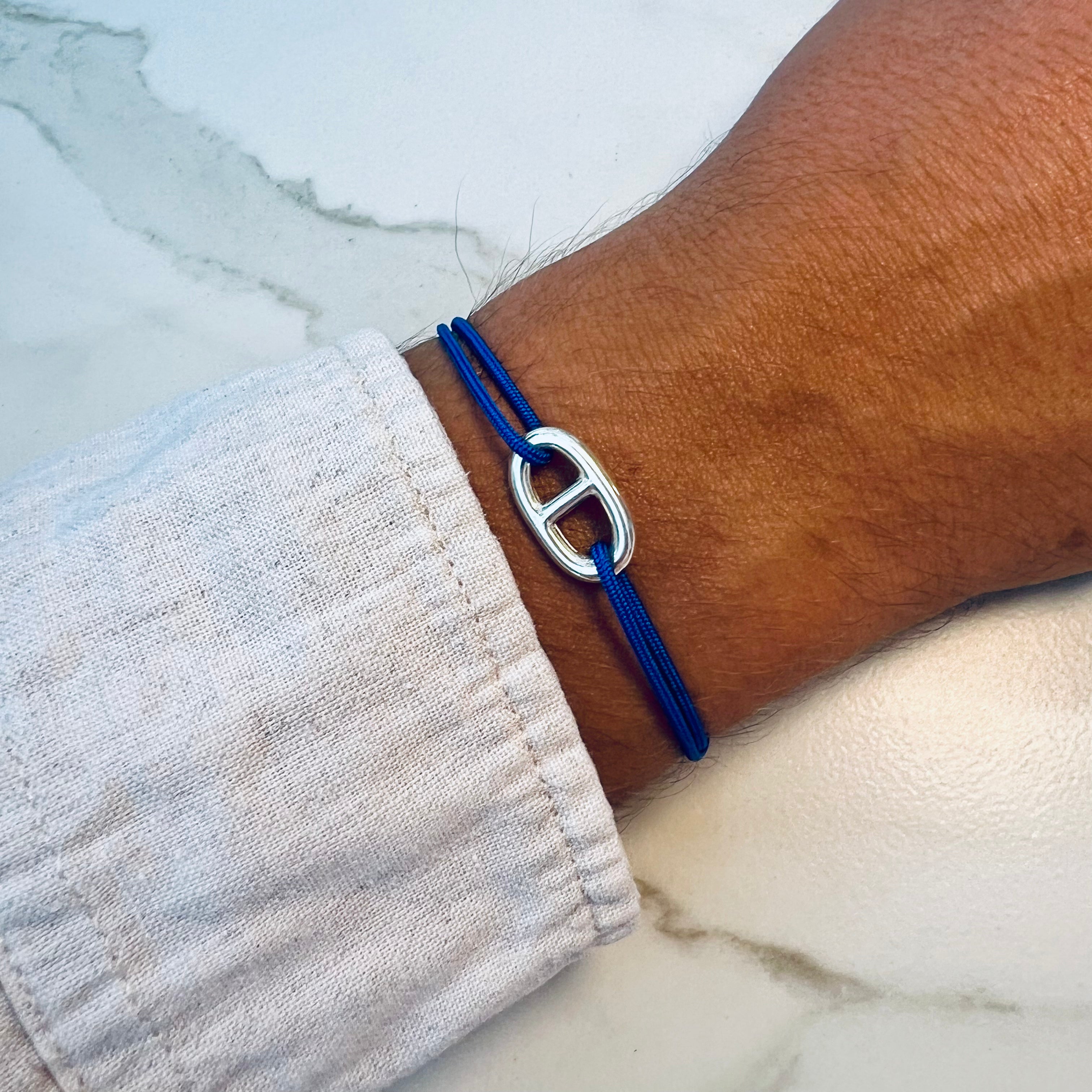 Bracelet Homme Personnalisé - Cordon, Maille Marine - Argent 925