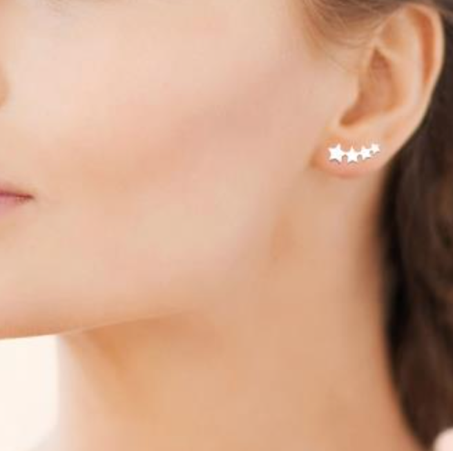 Boucles d'Oreilles Montantes - Étoiles Filantes - Argent