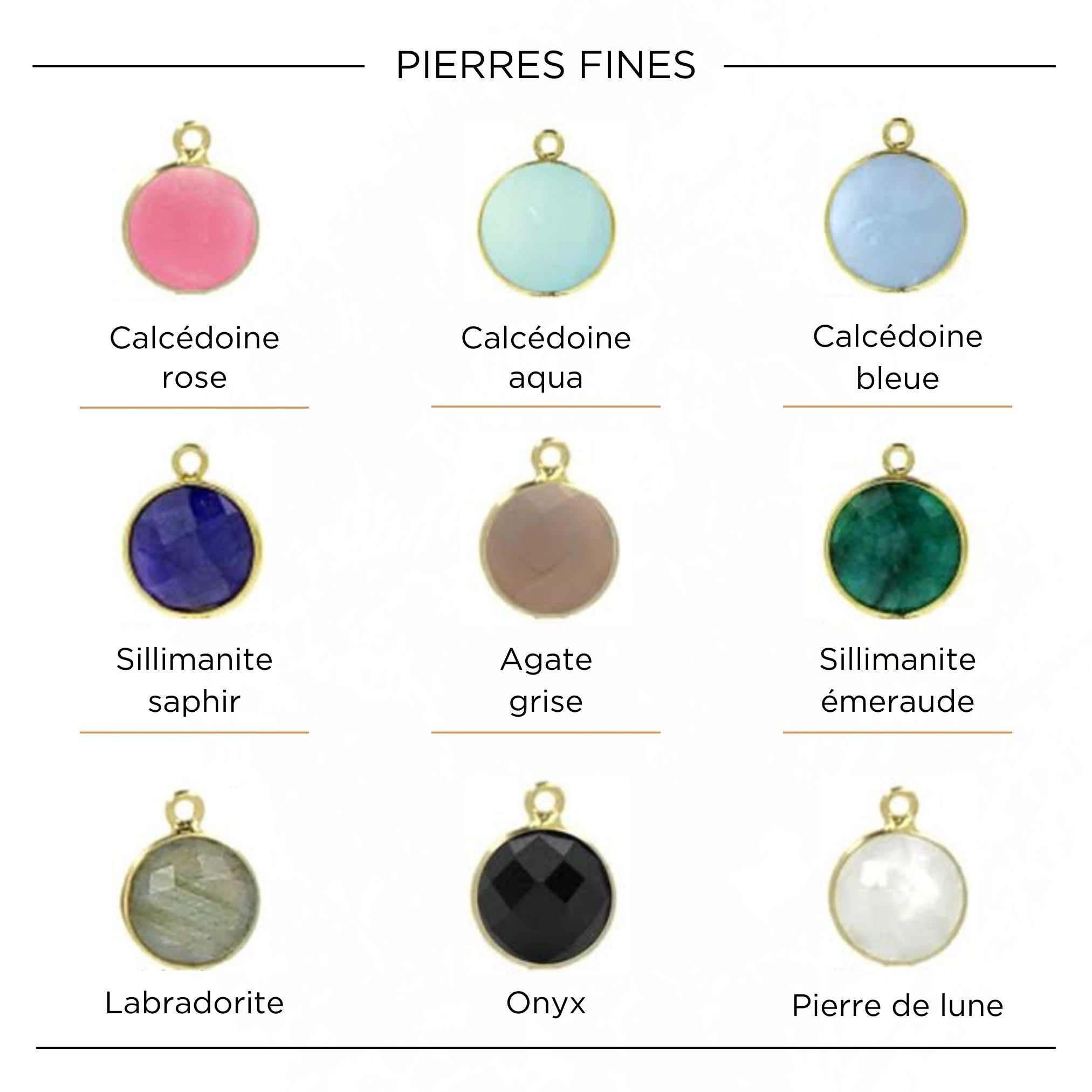 Collier Personnalisé Femme - Double Médailles et Pierre Fine - Plaqué Or 18K