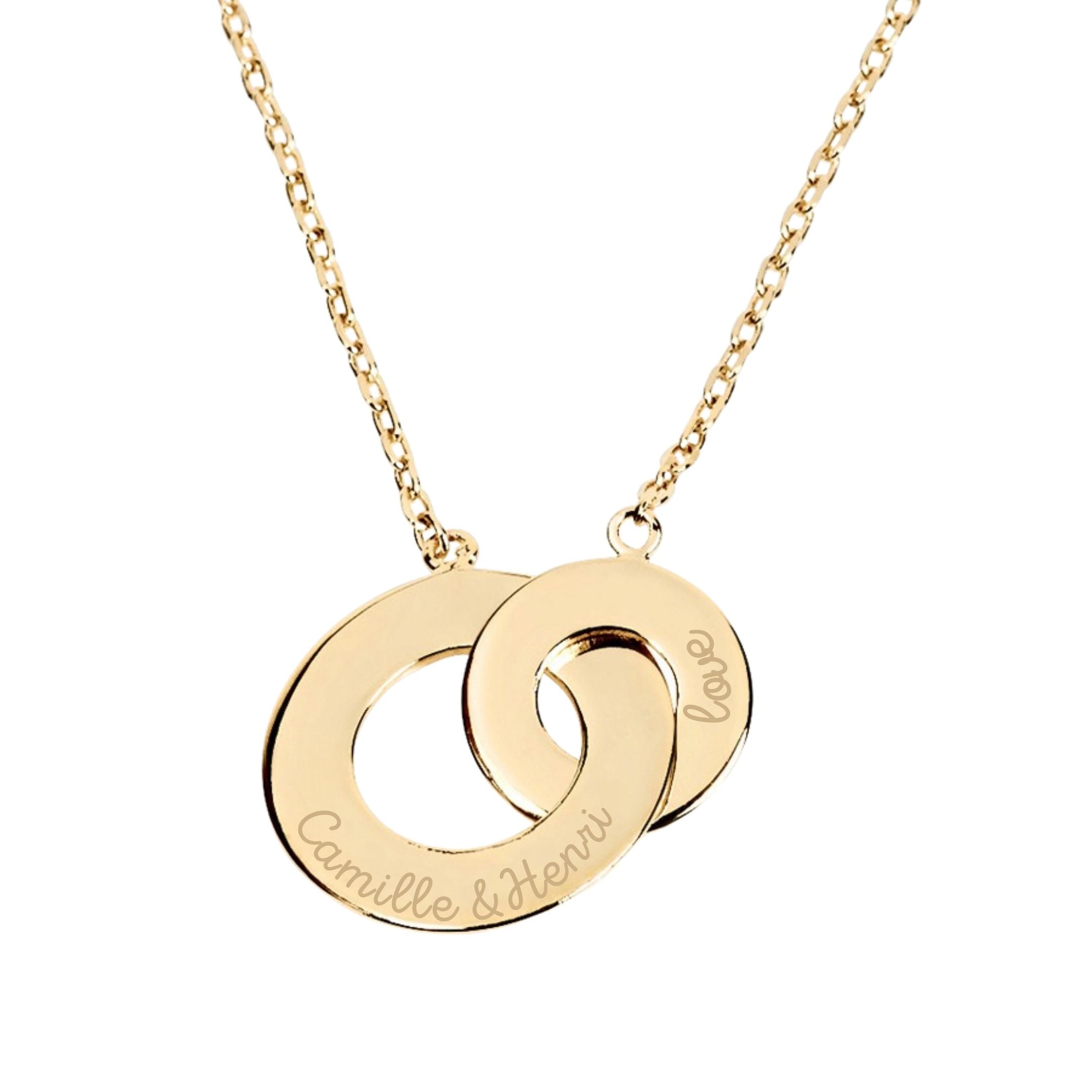 Collier Personnalisé Femme - Anneaux Entrelacés - Plaqué Or 18K