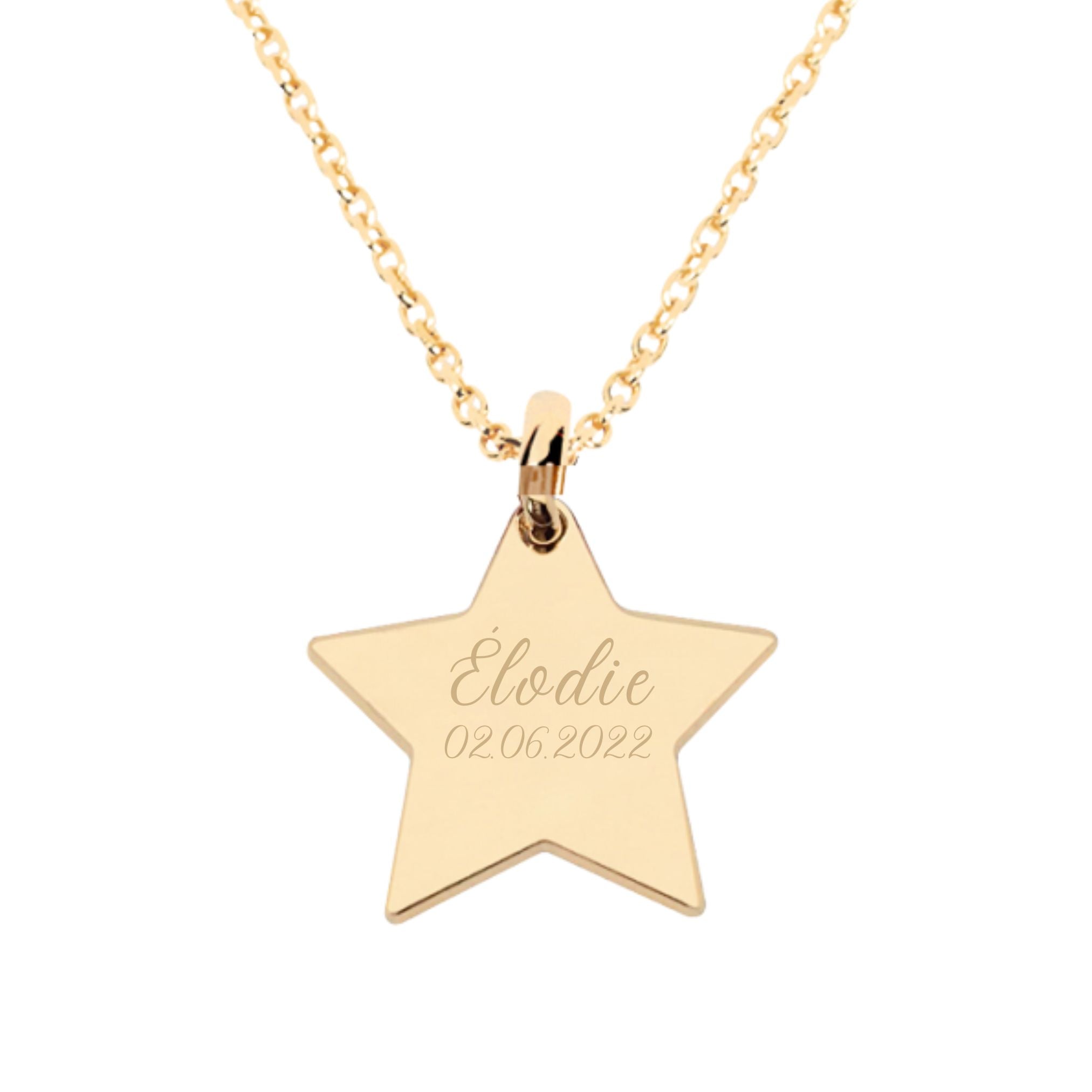 Collier Personnalisé Enfant – Étoile – Plaqué Or 18K