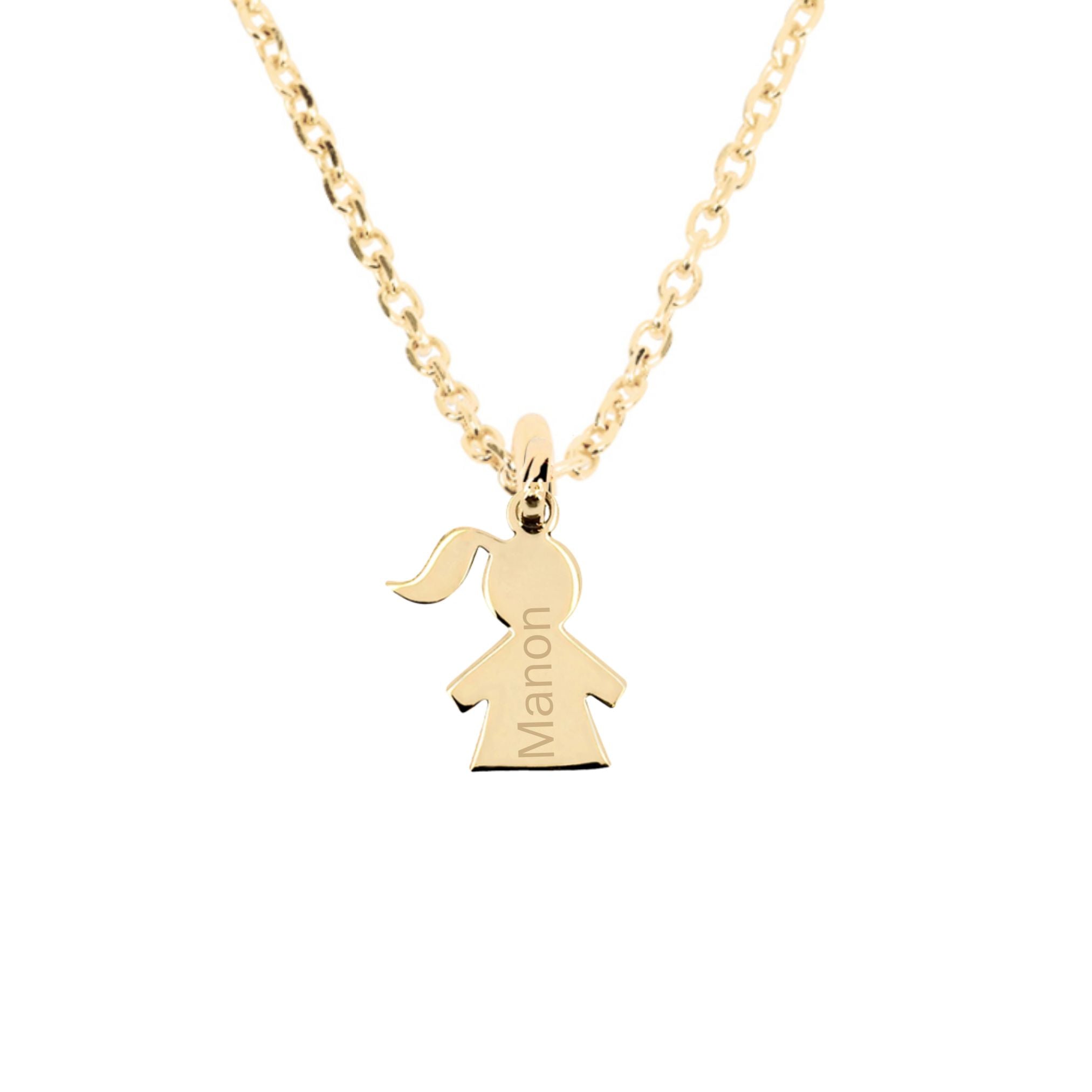 Collier Personnalisé Enfant - Mini Fille - Plaqué Or 18K