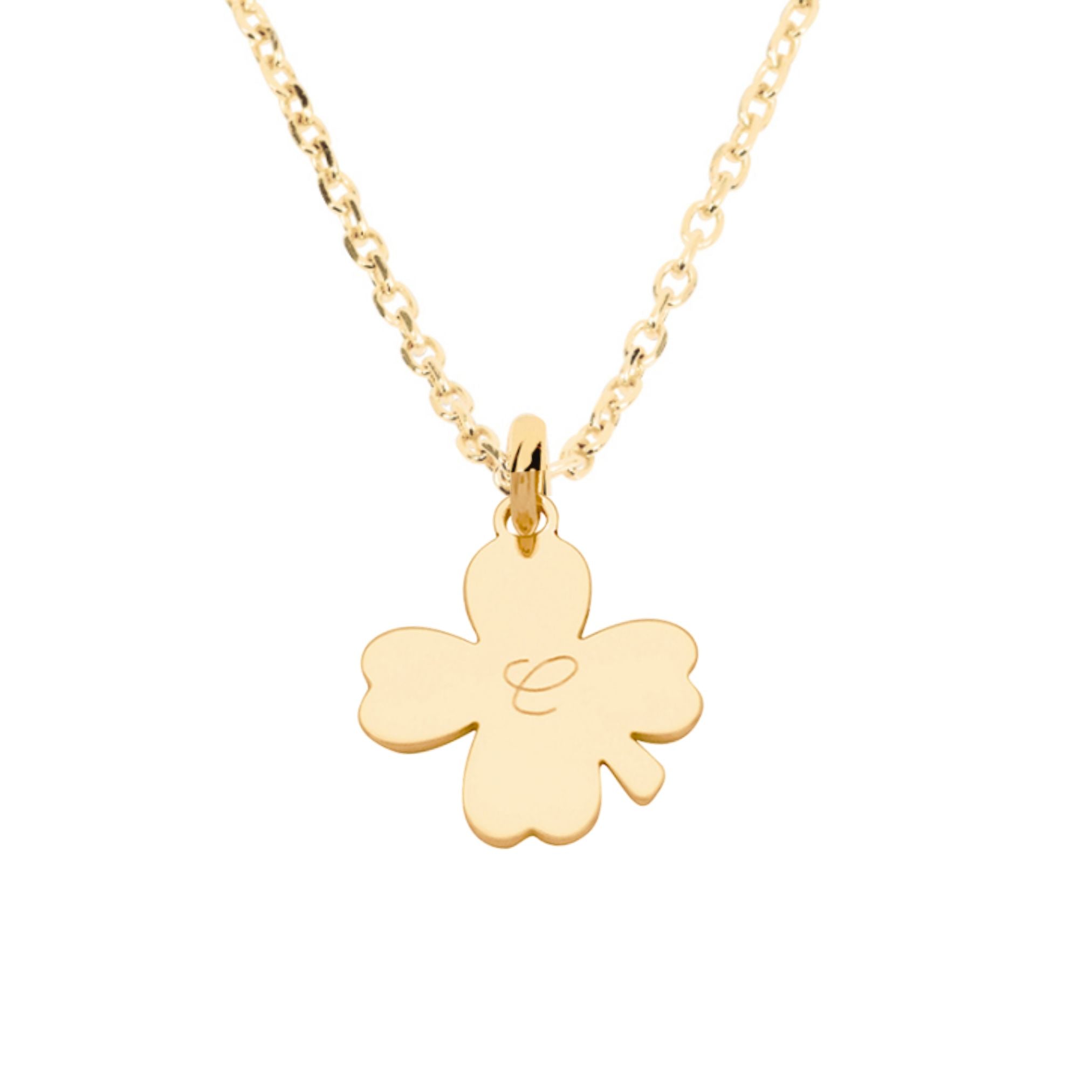 Collier Personnalisé Enfant – Trèfle – Plaqué Or 18K