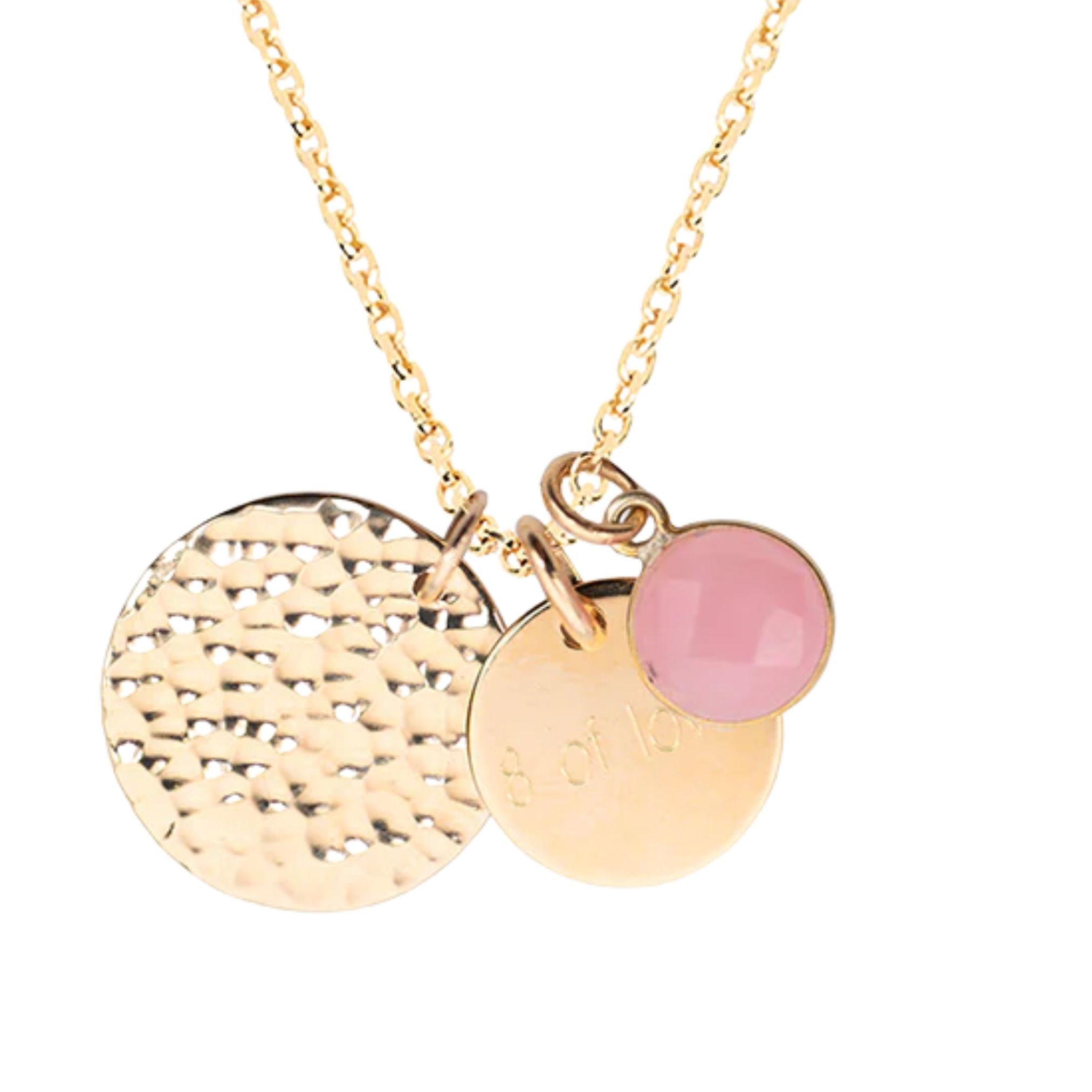 Collier Personnalisé Femme - Double Médailles et Pierre Fine - Plaqué Or 18K