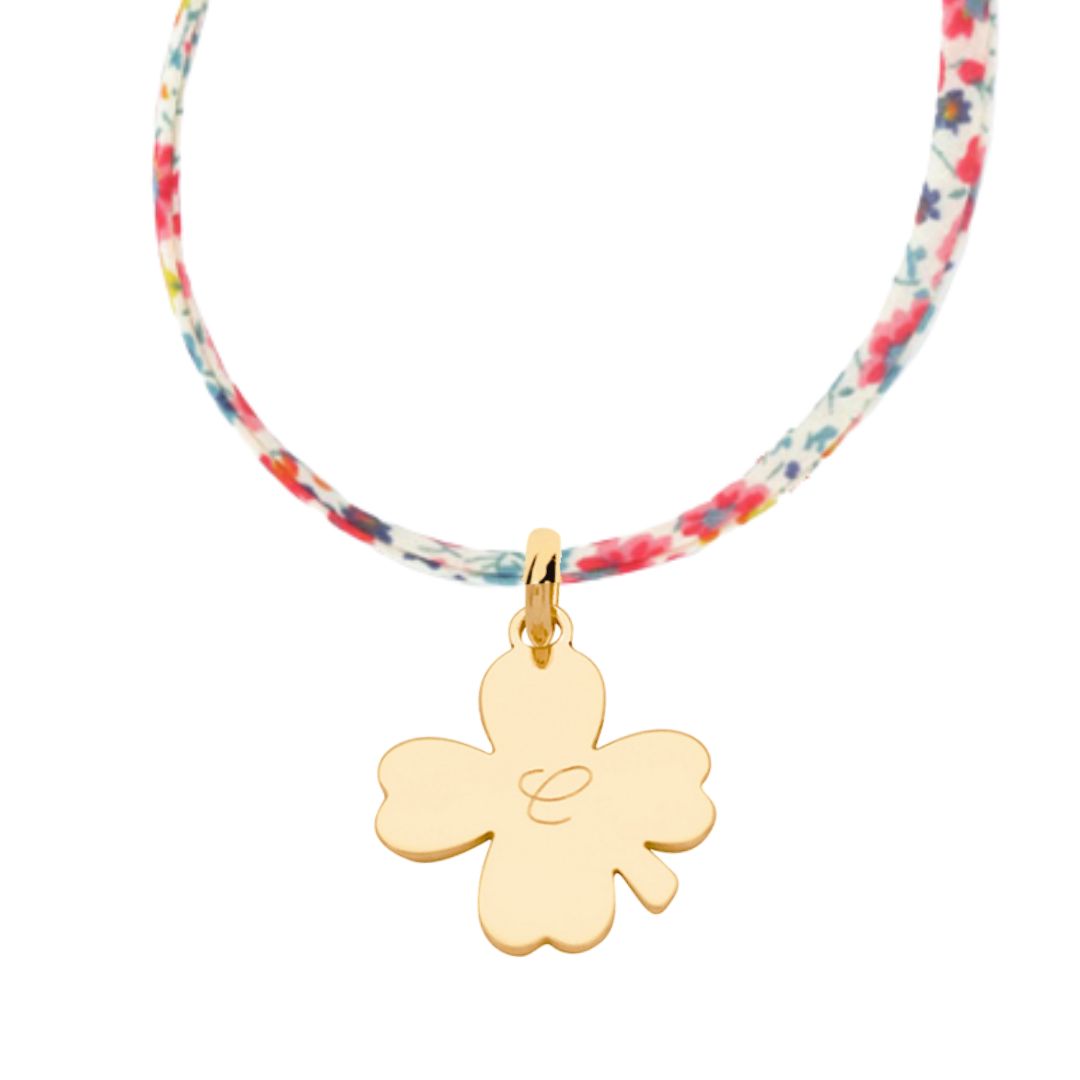Collier Personnalisé Enfant - Liberty & Trèfle - Plaqué Or 18K