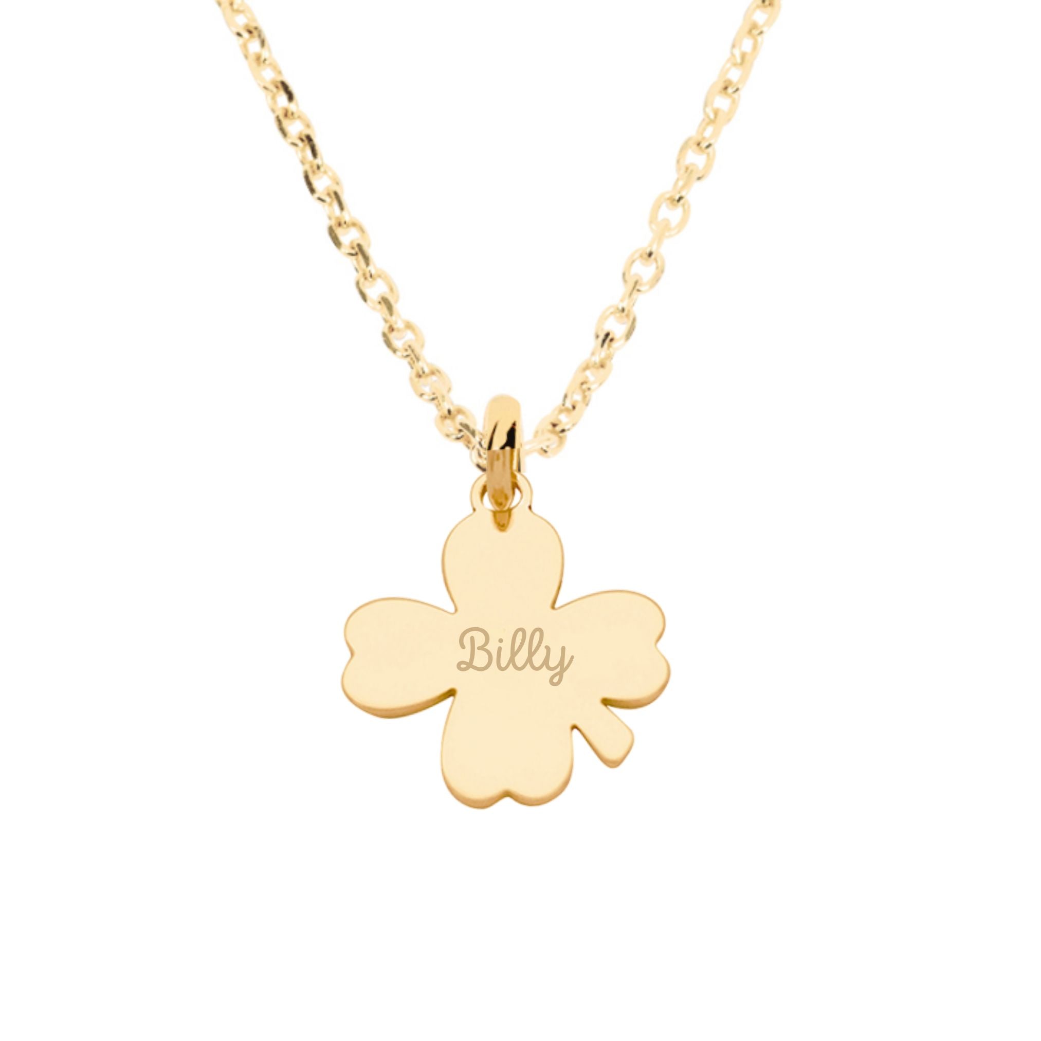 Collier Personnalisé Enfant – Trèfle – Plaqué Or 18K