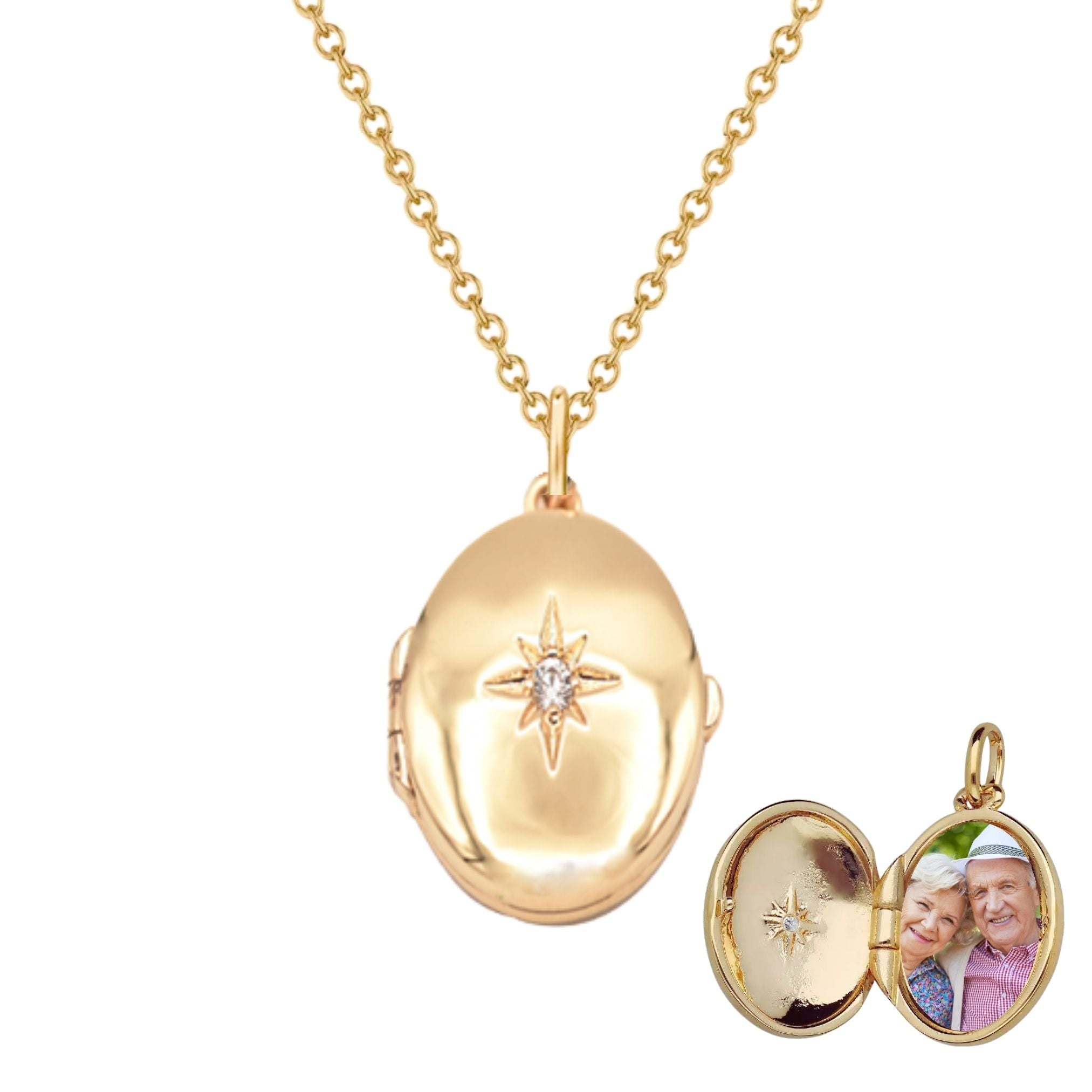 Collier Personnalisé Femme - Grand Médaillon Secret Rose des Vents - Plaqué Or 18K