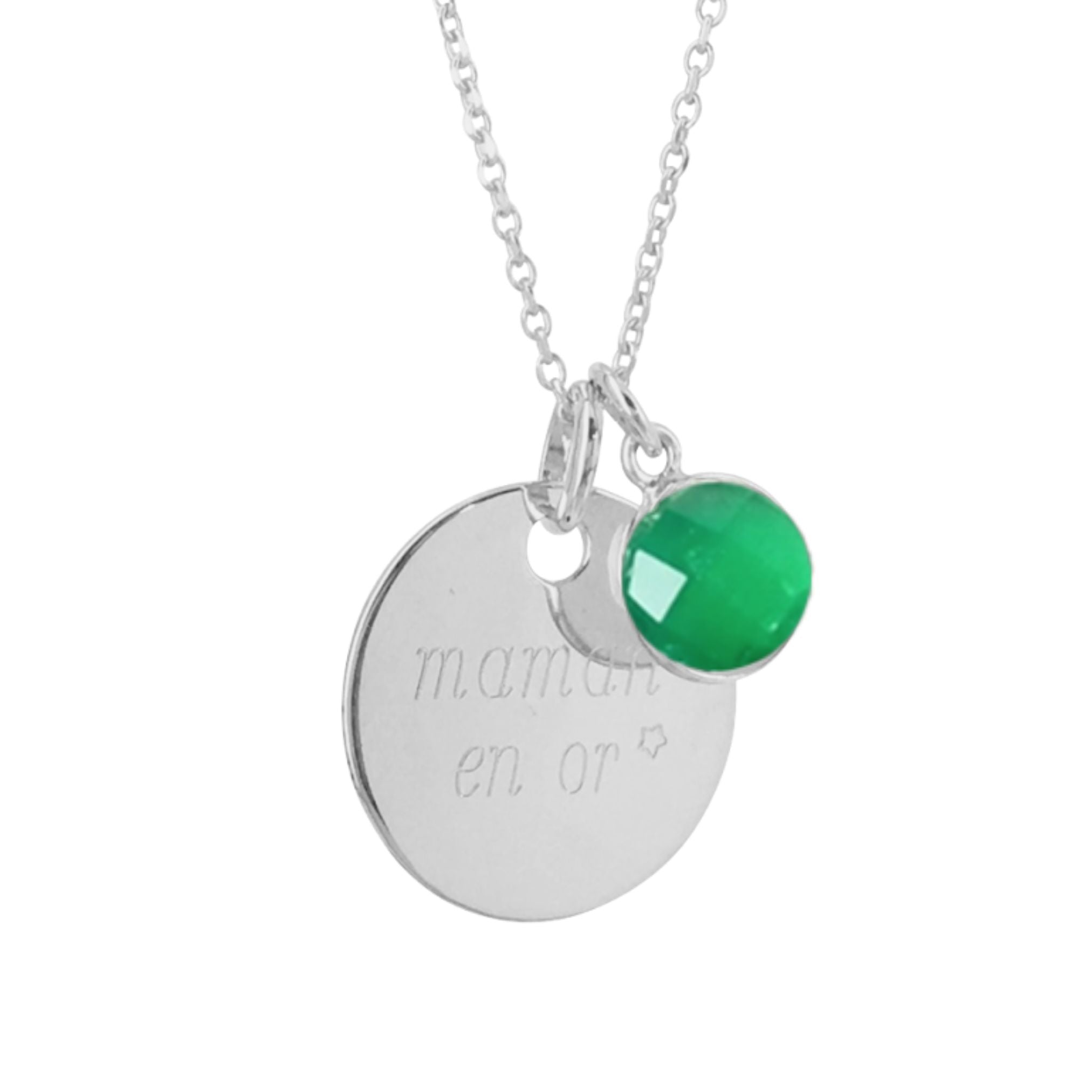 Collier Personnalisé Femme – Médaille et Pierre Fine – Argent 925