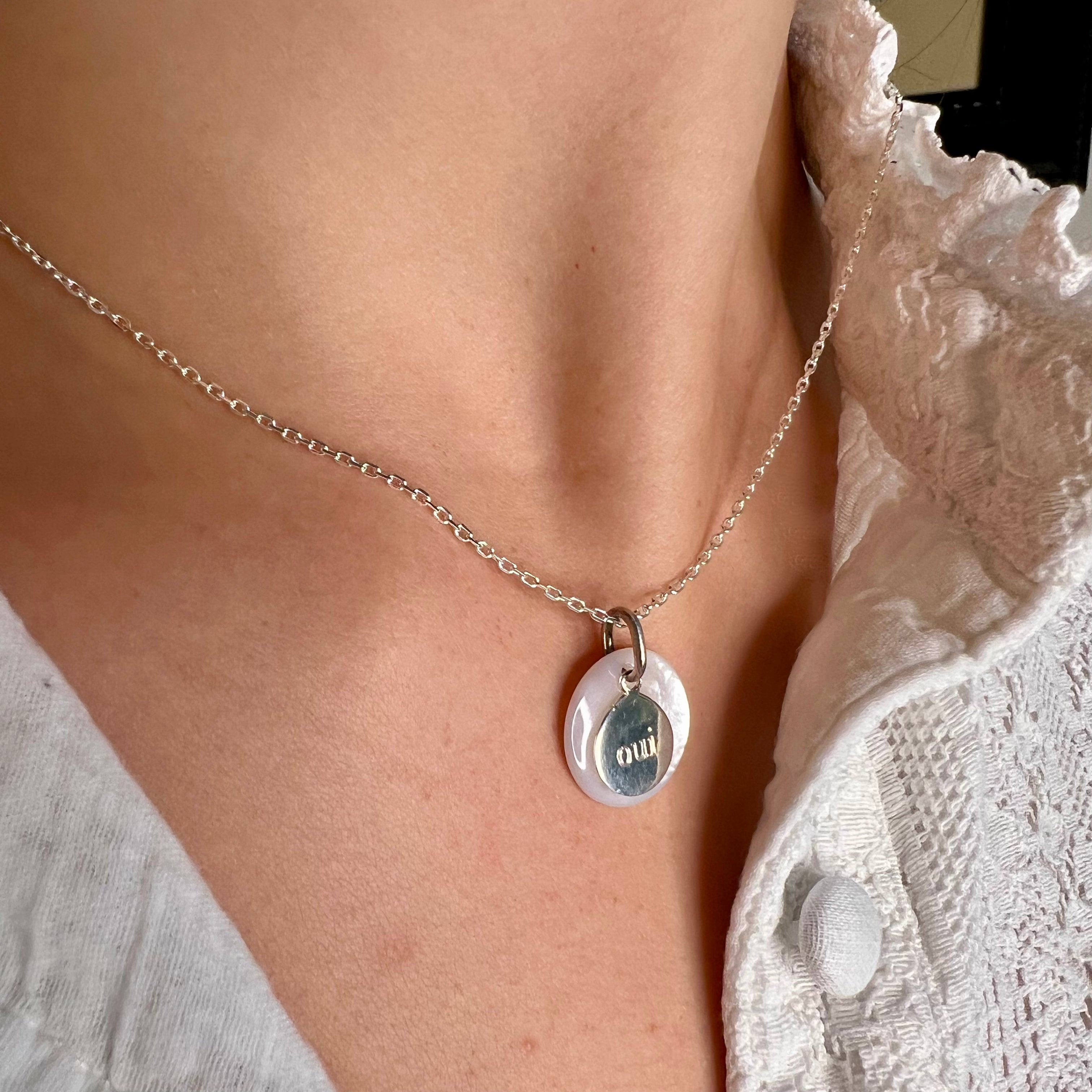 Collier Personnalisé Femme - Nacre & Médaille - Argent 925