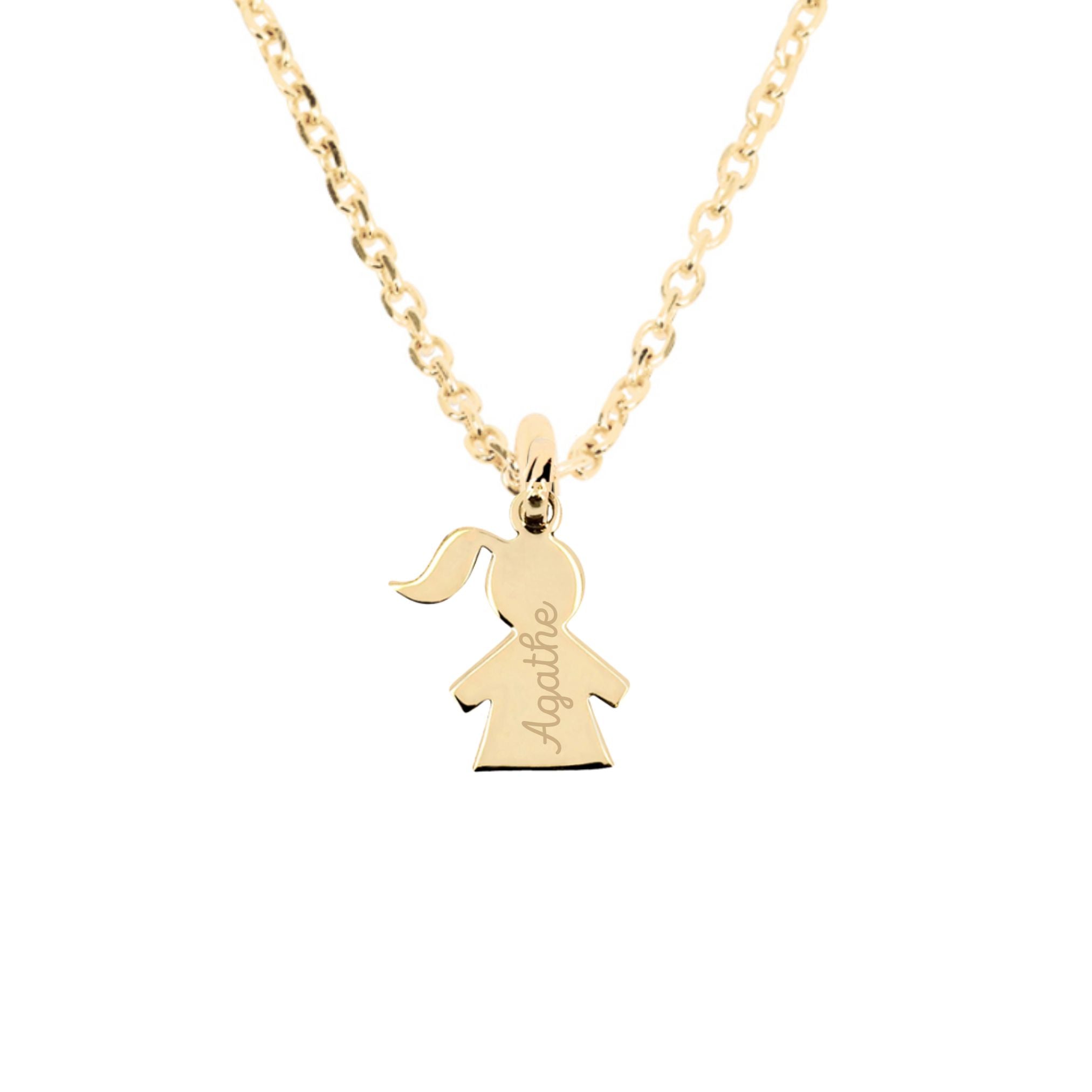 Collier Personnalisé Enfant - Mini Fille - Plaqué Or 18K