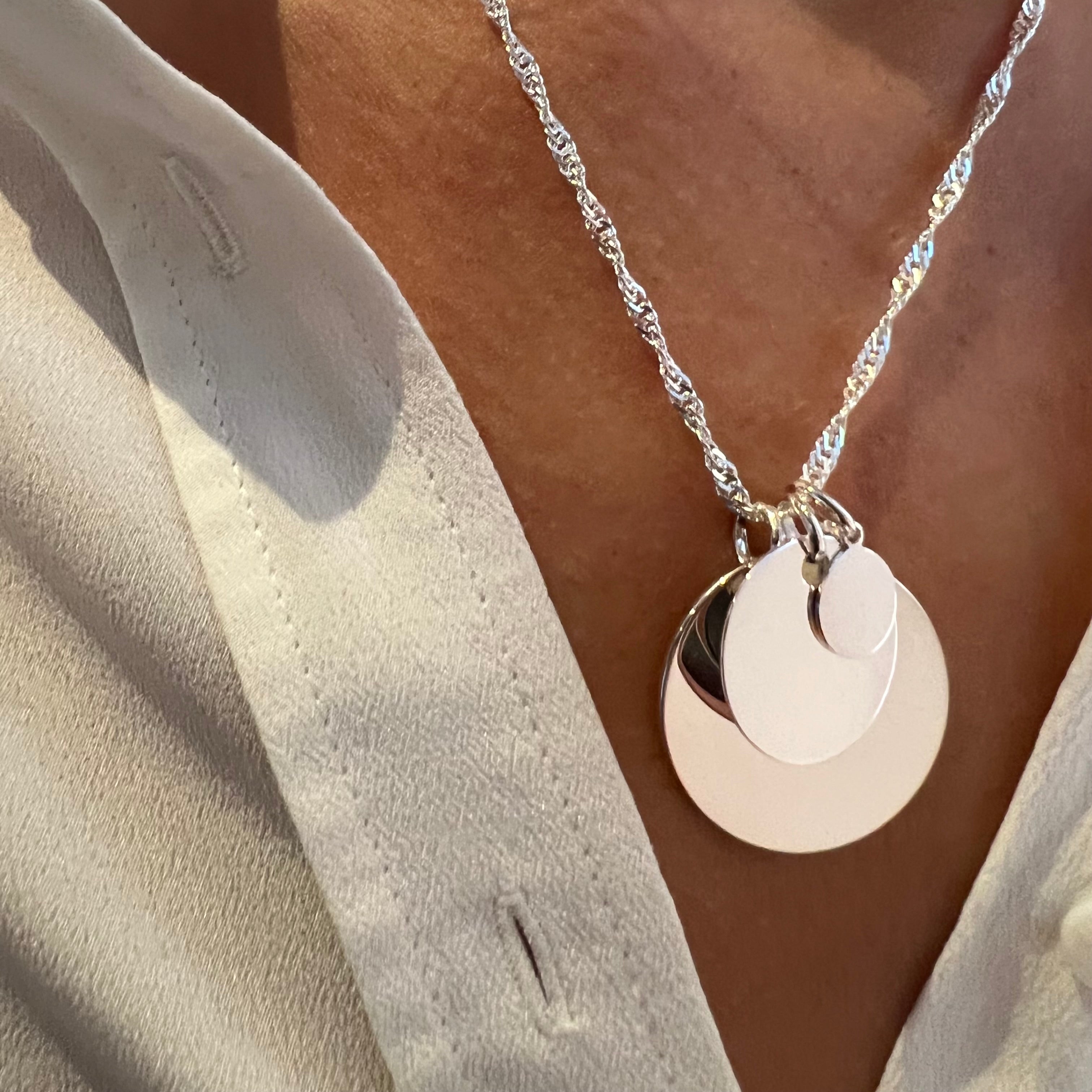 Collier Personnalisé Femme - Triple Médailles Gravées - Argent 925