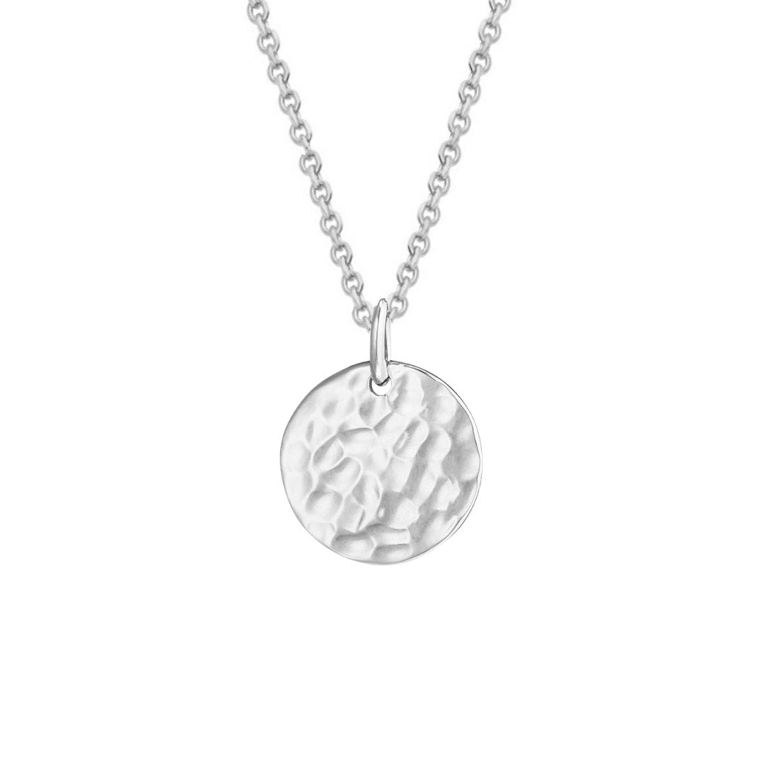 Collier Personnalisé Femme - Petite Médaille Martelée - Argent 925