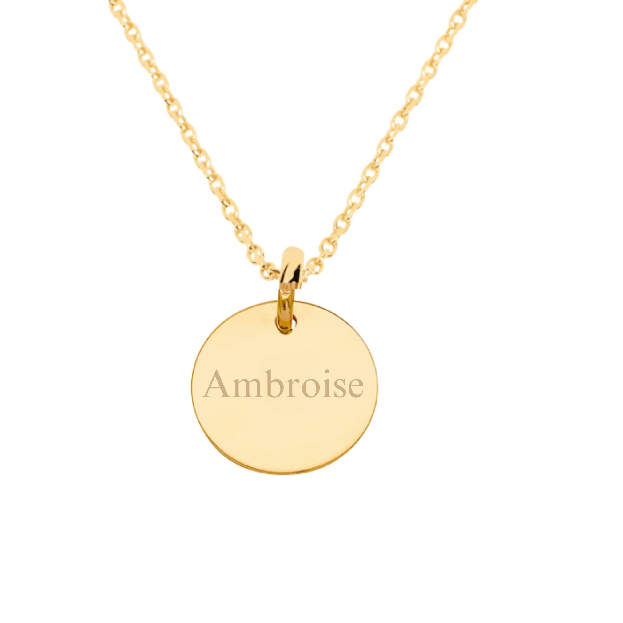 Collier Personnalisé Enfant - Médaille 15 mm - Plaqué Or 18K