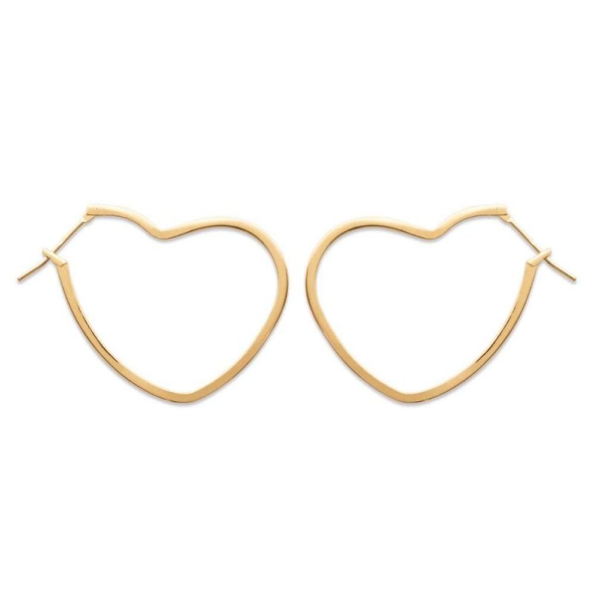 Boucles d'Oreilles - Créoles Coeurs - Plaqué Or