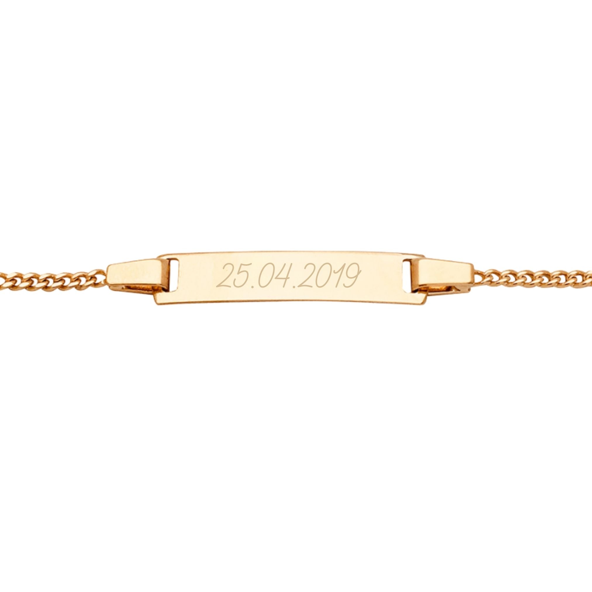 Bracelet Enfant Personnalisé – Chaîne, Gourmette Rectangulaire - Plaqué Or 18K