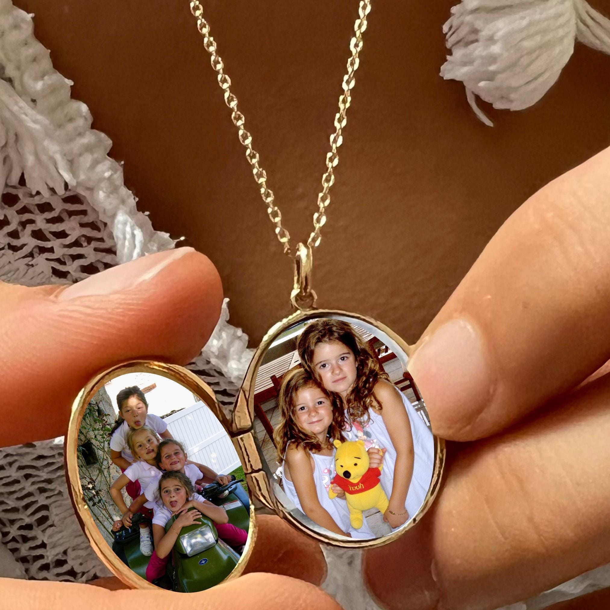 Collier Personnalisé Femme - Grand Médaillon Secret Rose des Vents - Plaqué Or 18K