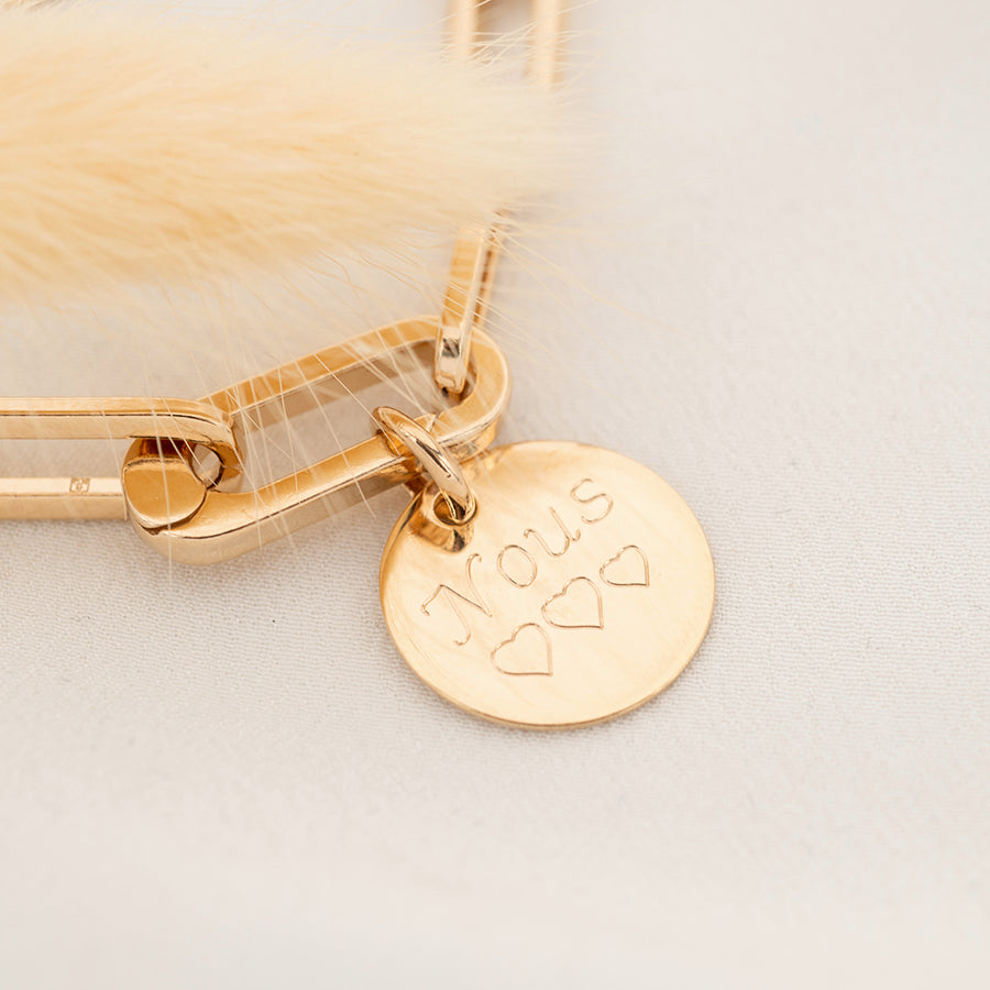 Bracelet Personnalisé - Chaîne Grandes Mailles et Médaille - Plaqué Or 18K