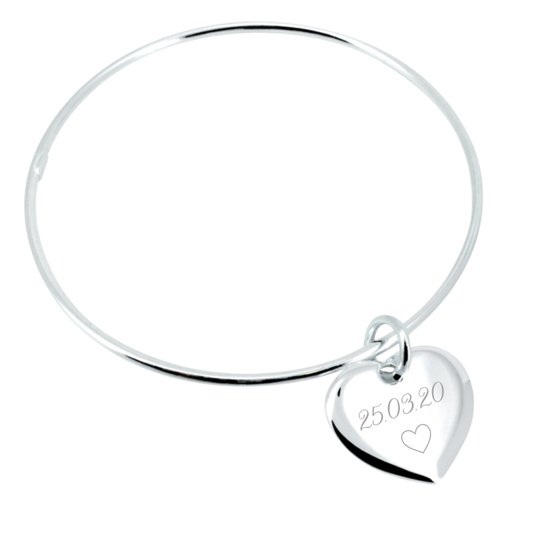 Bracelet Personnalisé Femme - Jonc et Coeur - Argent 925