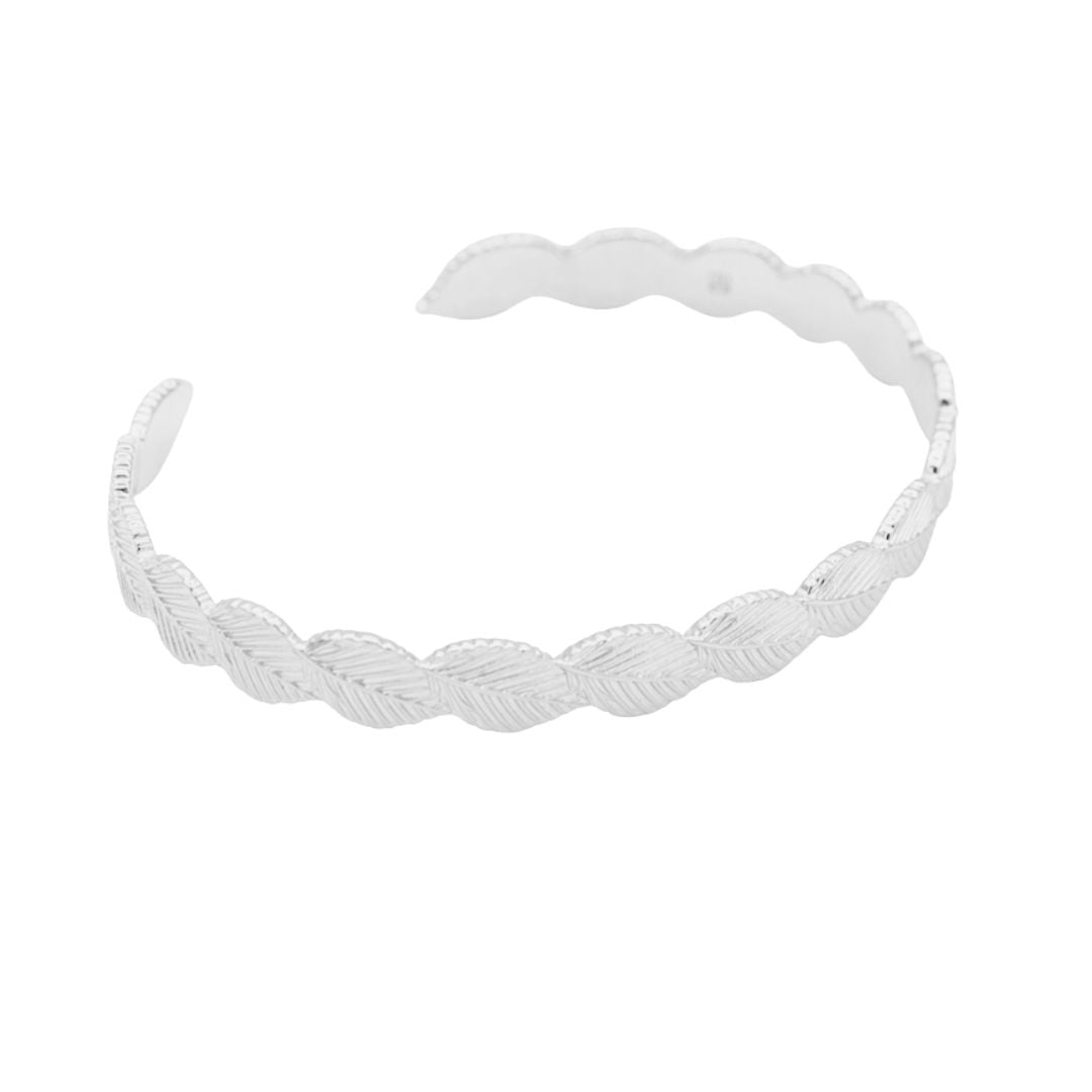 Bracelet Personnalisé - Jonc Feuilles - Argent 925