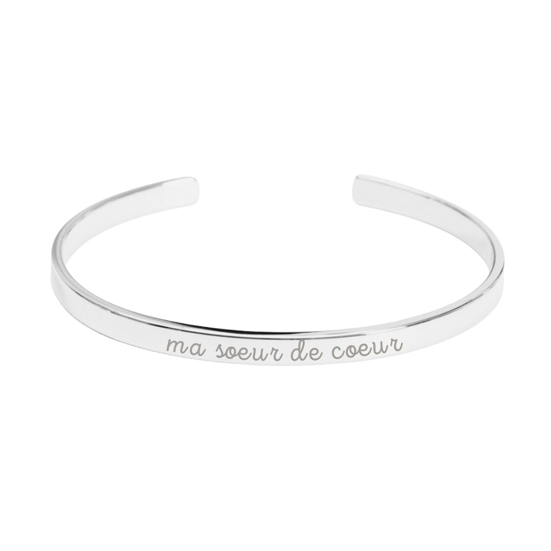 Bracelet Personnalisé Femme - Jonc Ouvert - Argent 925