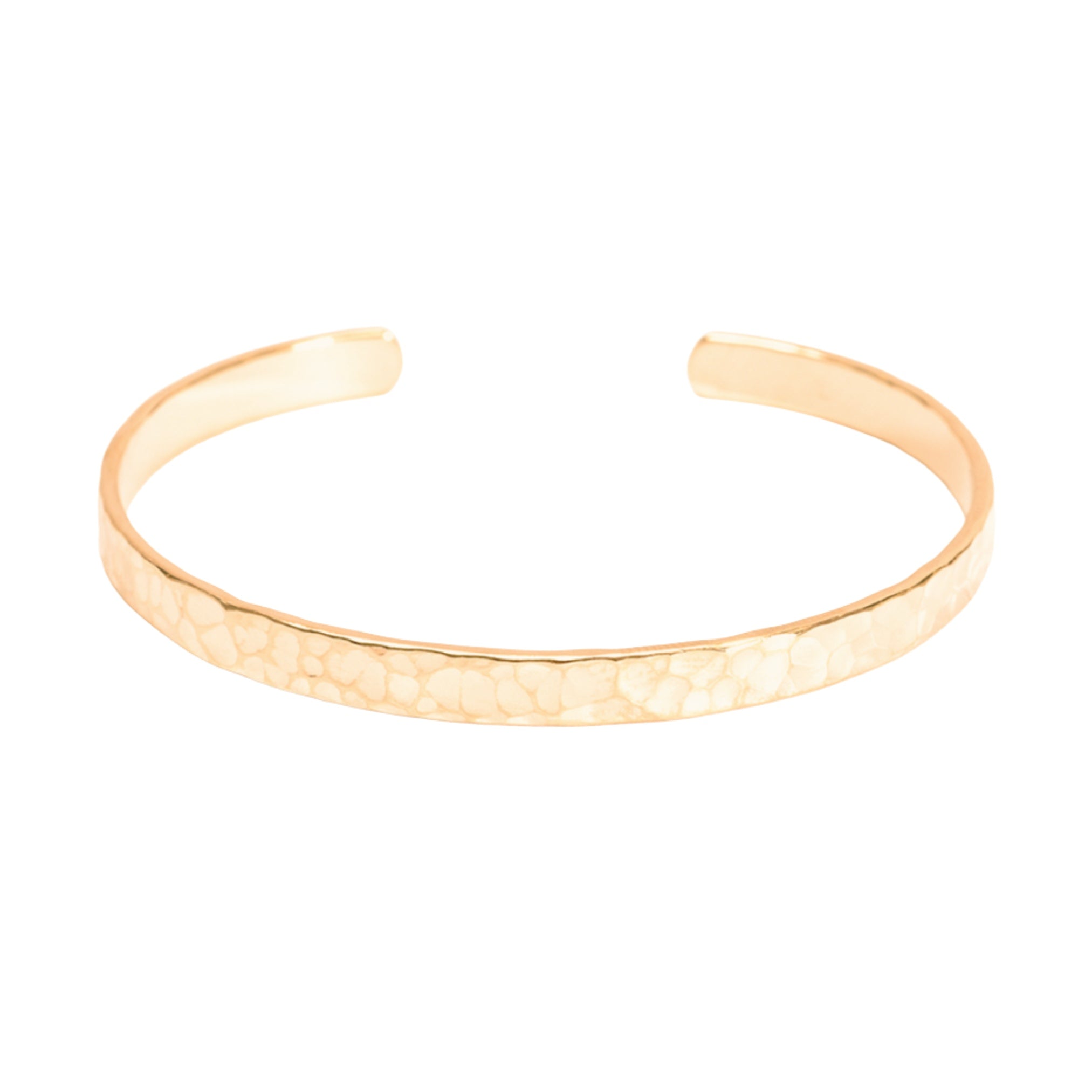 Bracelet Personnalisé Femme - Jonc Ouvert Martelé - Plaqué Or 18K