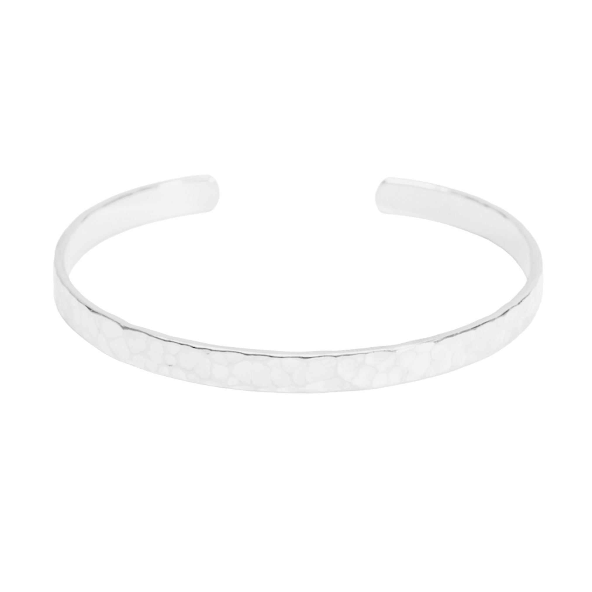 Bracelet Personnalisé Femme - Jonc Ouvert Martelé - Argent 925