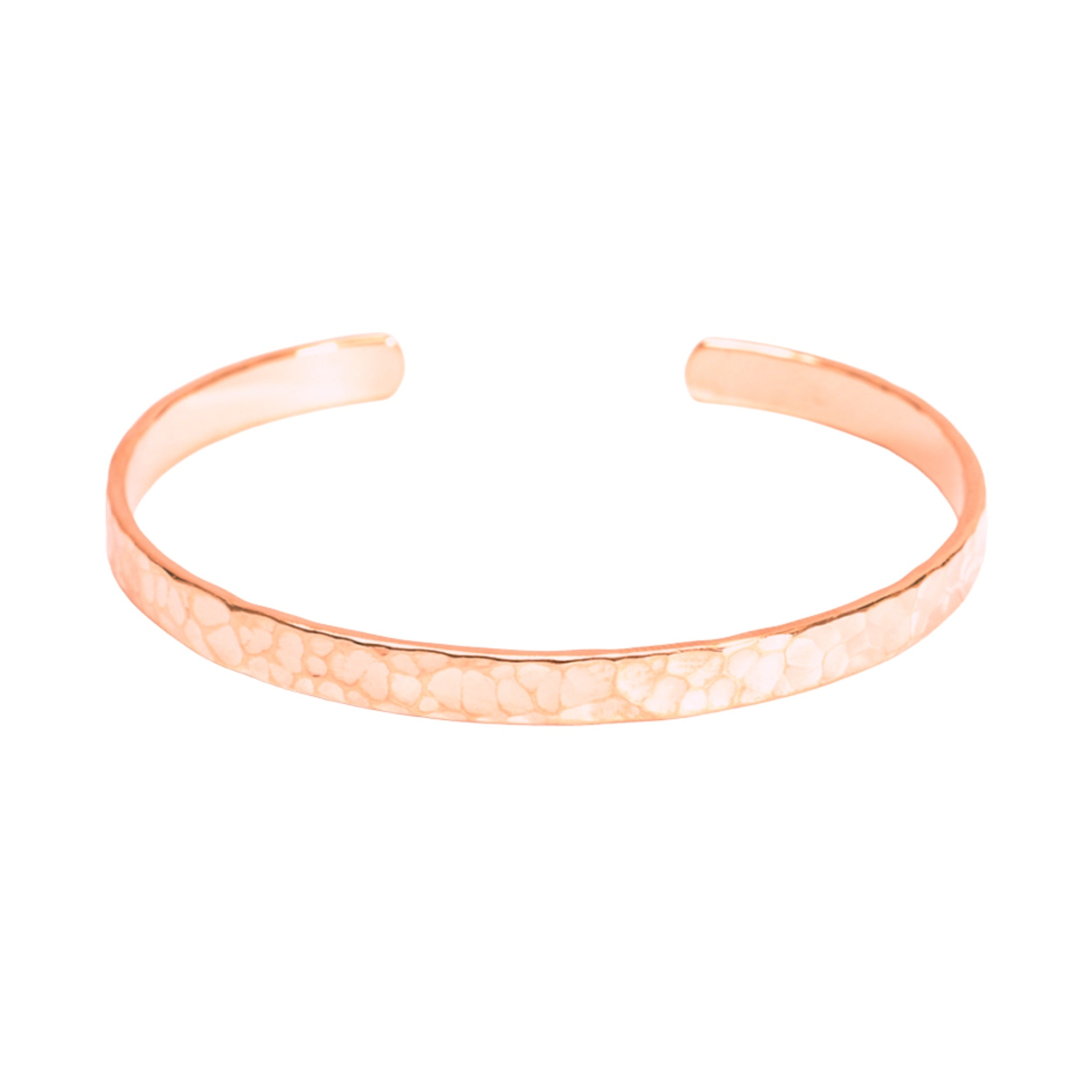 Bracelet Personnalisé Femme - Jonc Ouvert Martelé - Plaqué Or Rose 18K