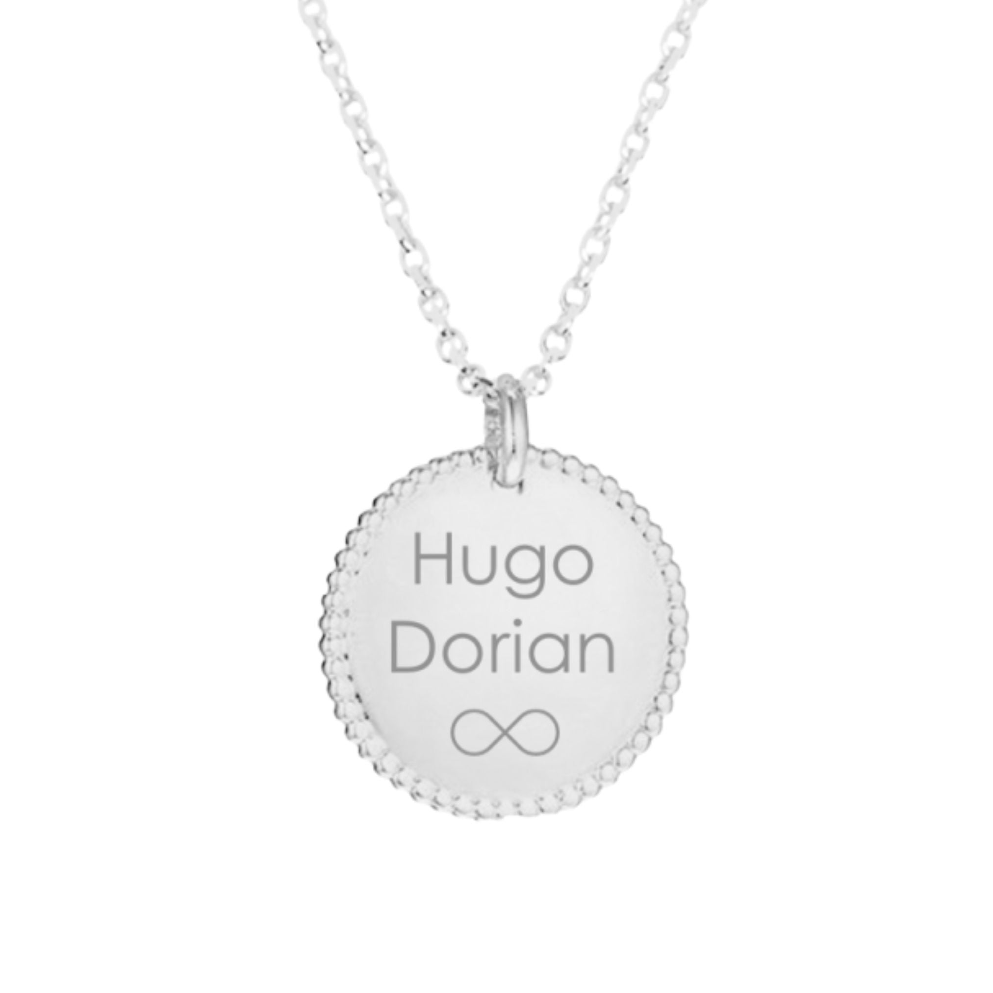 Collier Personnalisé Femme - Médaille Perlée - Argent 925
