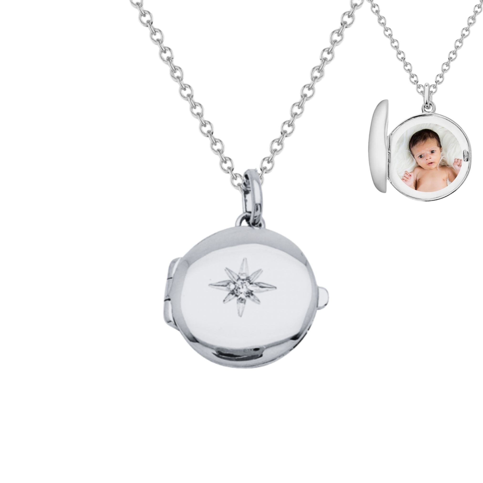 Collier Personnalisé Femme - Médaillon Secret Rose des Vents - Argent 925